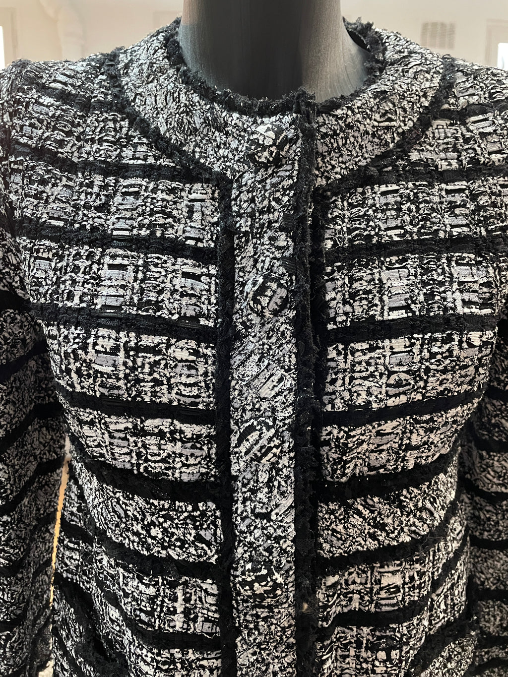 Marc Jacobs Black & White Tweed Coat Size 4 Vintage Designer Jacket
