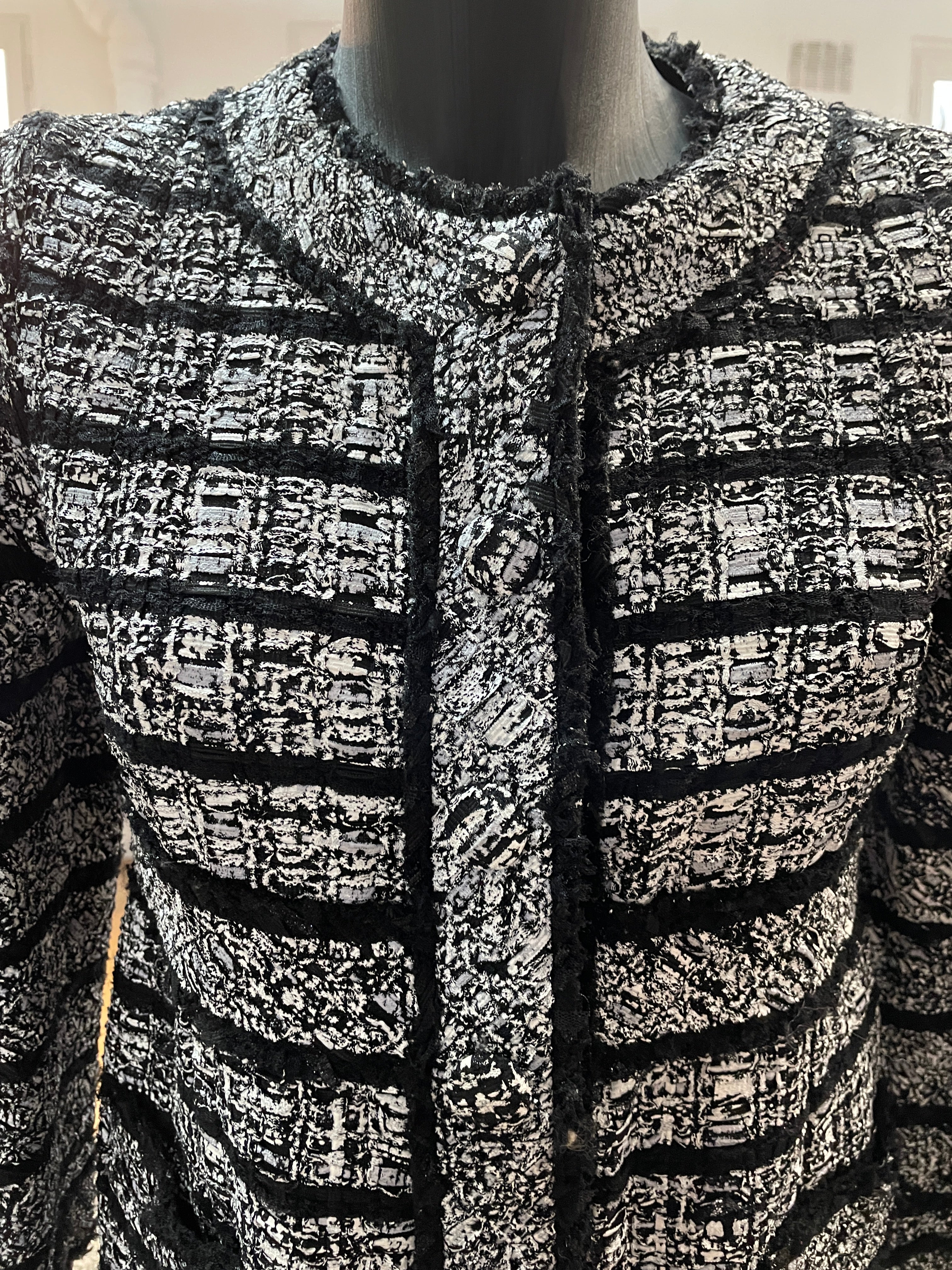 Marc Jacobs Black & White Tweed Coat Size 4 Vintage Designer Jacket