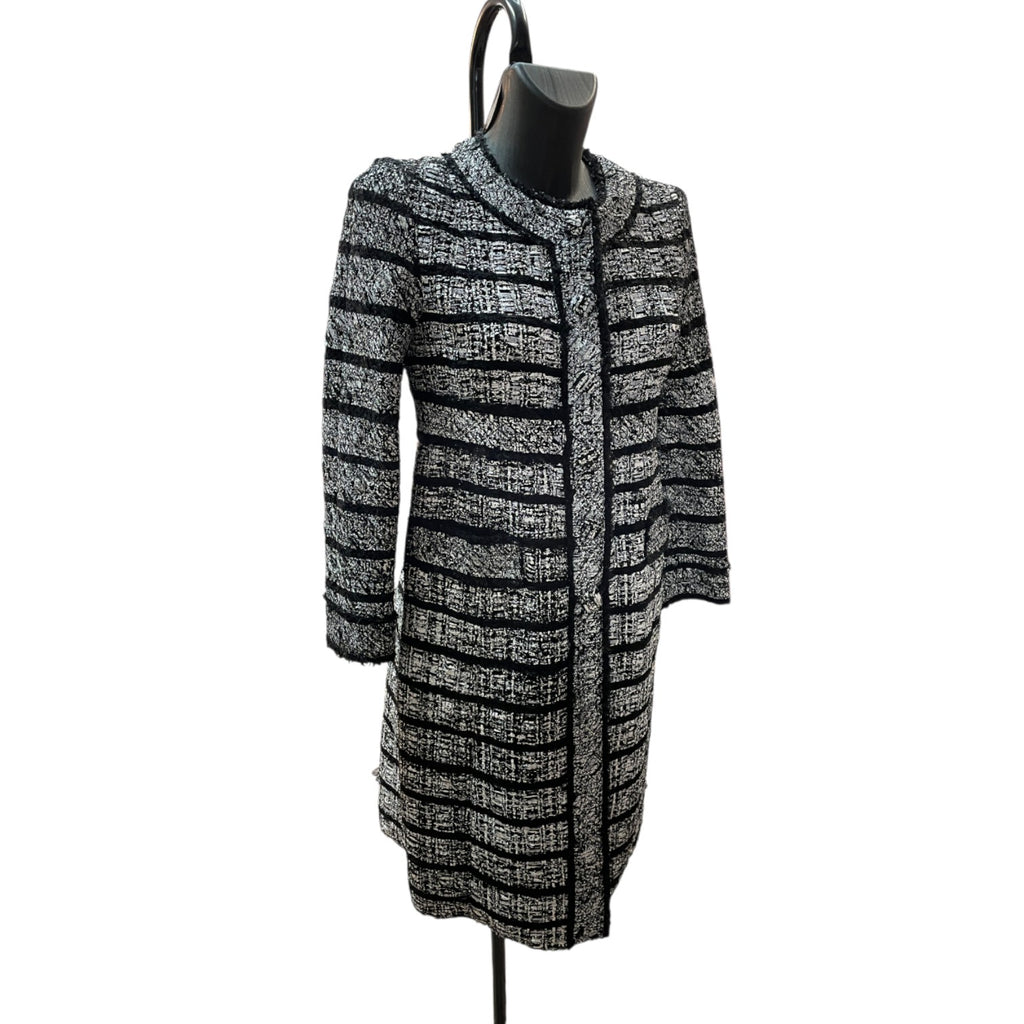 Marc Jacobs Black & White Tweed Coat Size 4 Vintage Designer Jacket