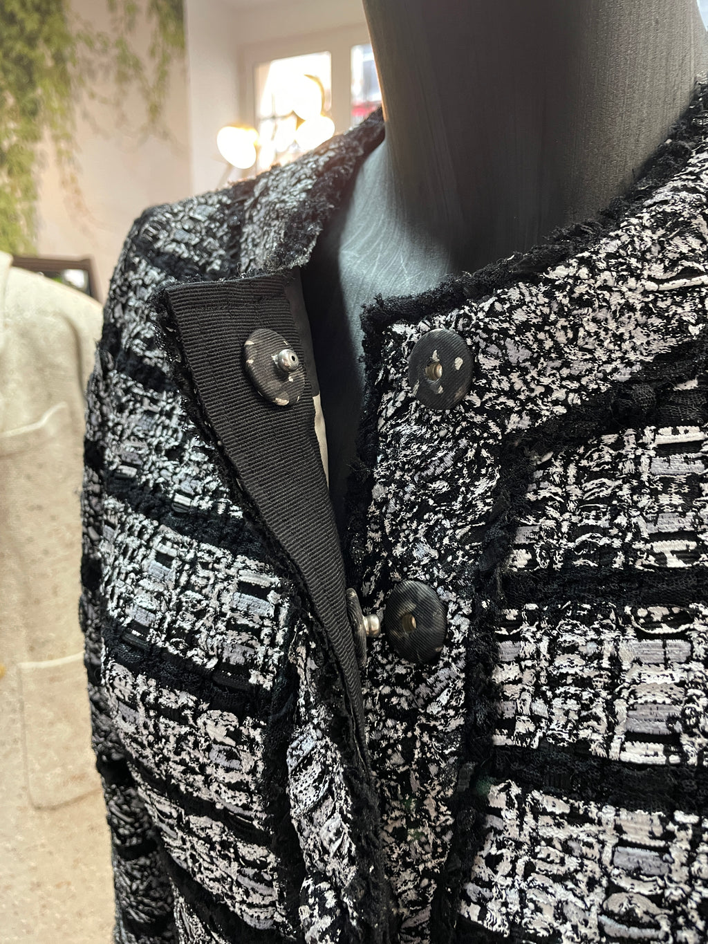 Marc Jacobs Black & White Tweed Coat Size 4 Vintage Designer Jacket