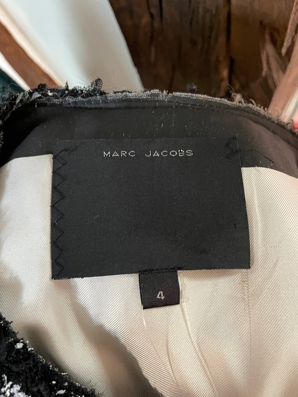 Marc Jacobs Black & White Tweed Coat Size 4 Vintage Designer Jacket