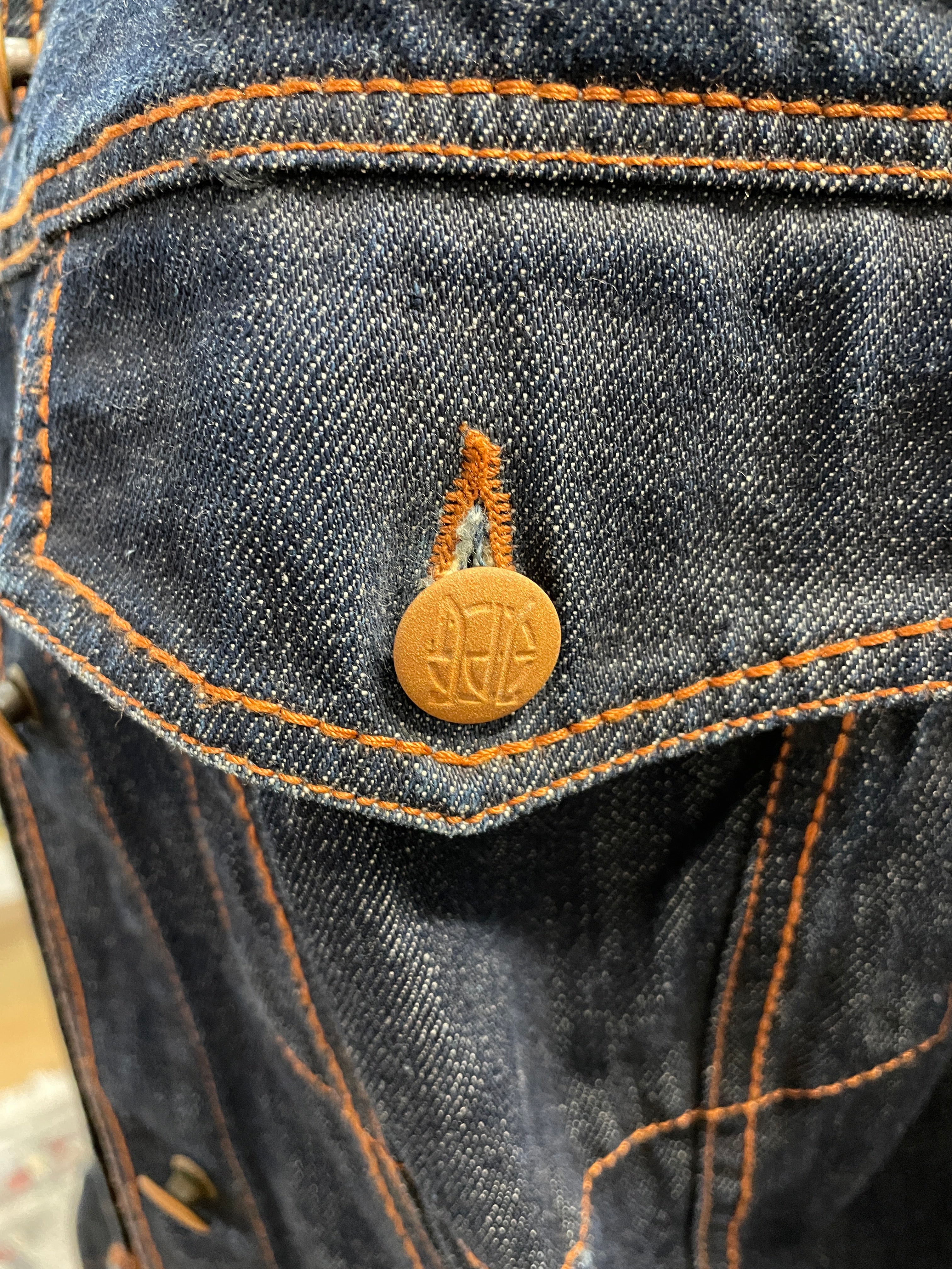 Vintage JPG Jean’s Denim Jacket Leather Trim Size 46 Jean Paul Gaultier Style