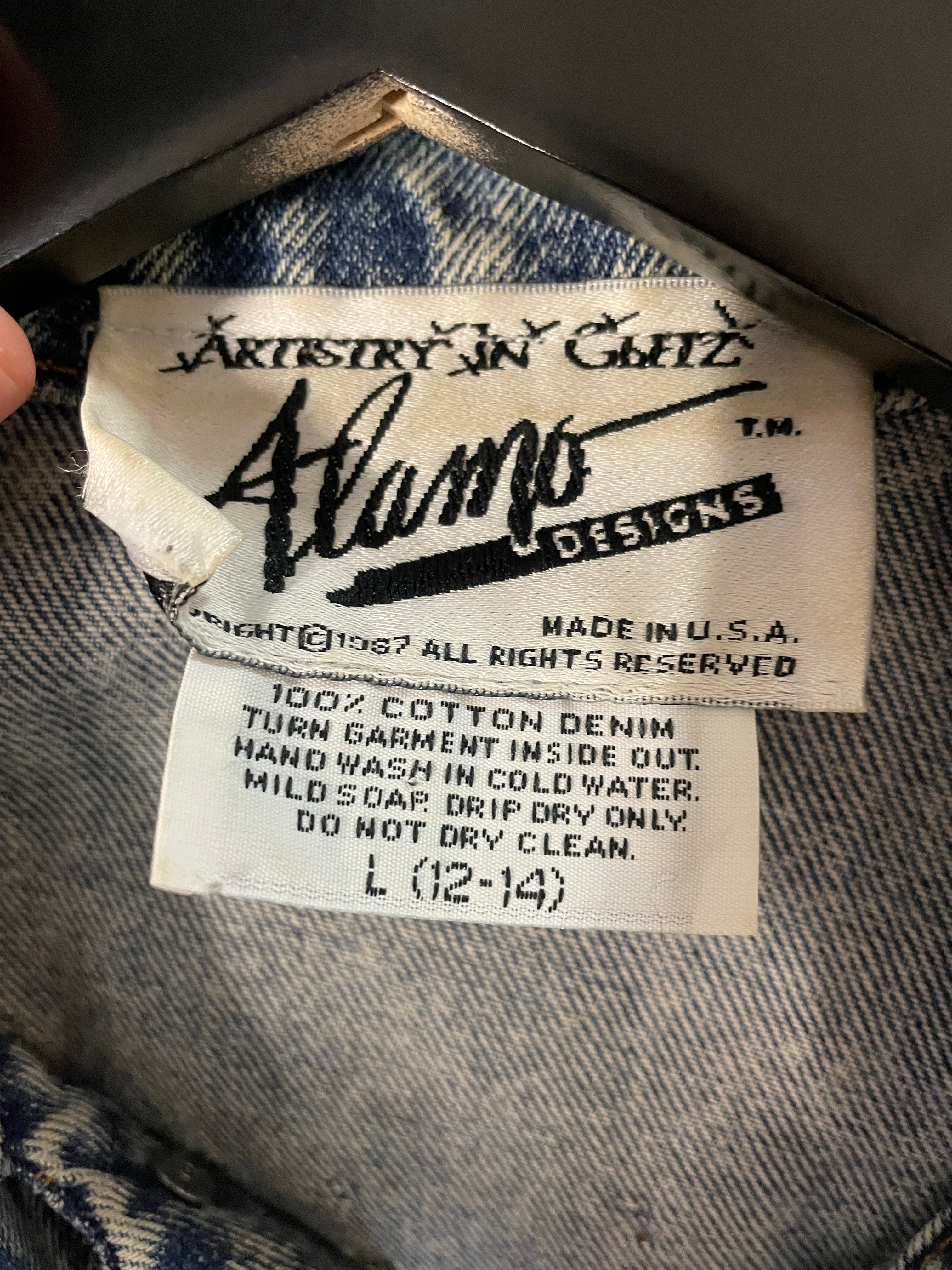 Vintage Tony Alamo Brooklyn Hand-Painted Rhinestone Denim Jacket Rare 80s