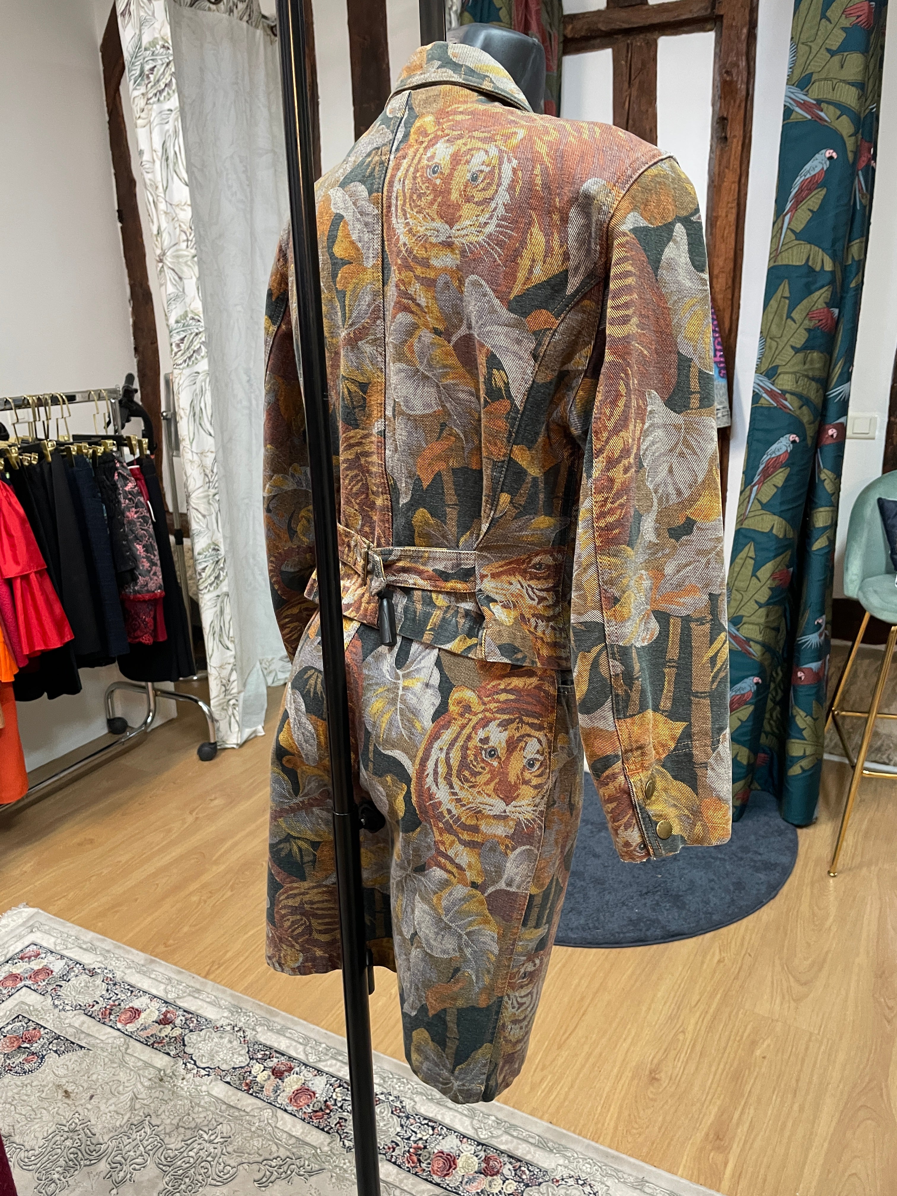 Vintage Kenzo Tiger Print Jacket & Skirt Set Size S Rare 90s Designer Suit