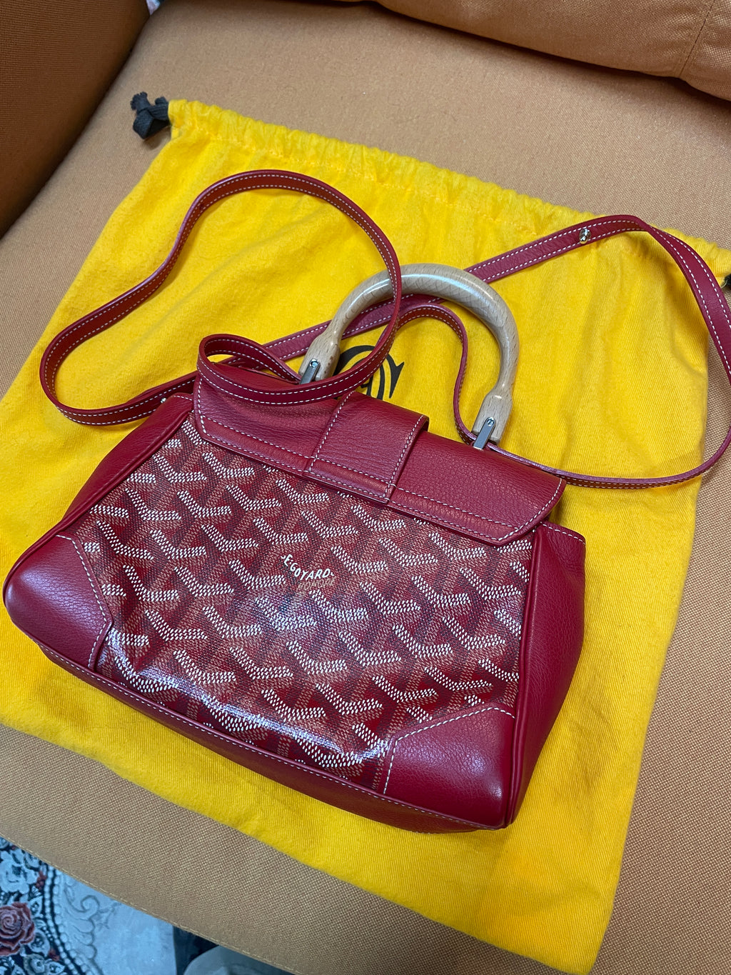 Goyard Mini Saigon Soft Red Leather & Goyardine Canvas
