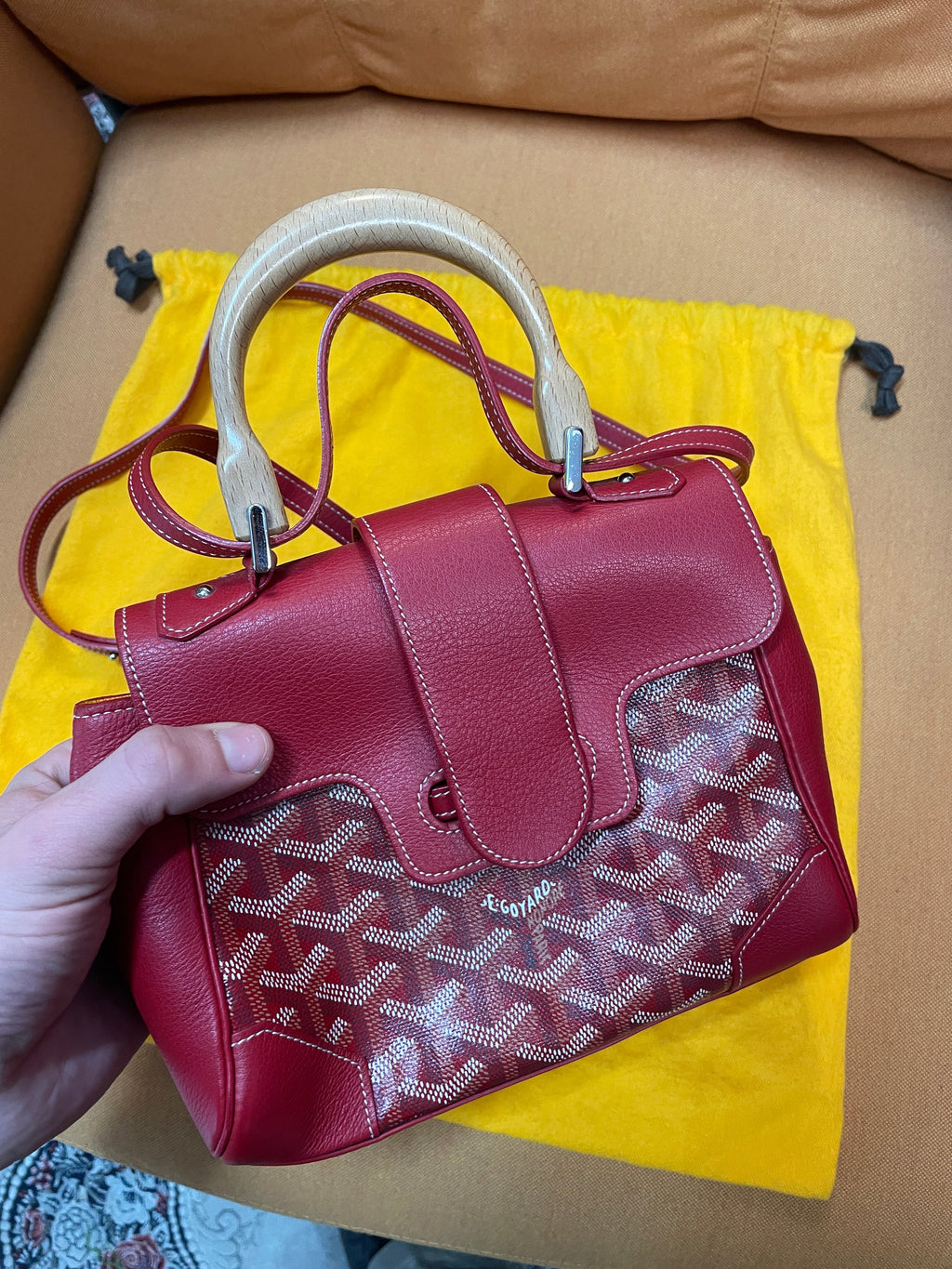 Goyard Mini Saigon Soft Red Leather & Goyardine Canvas