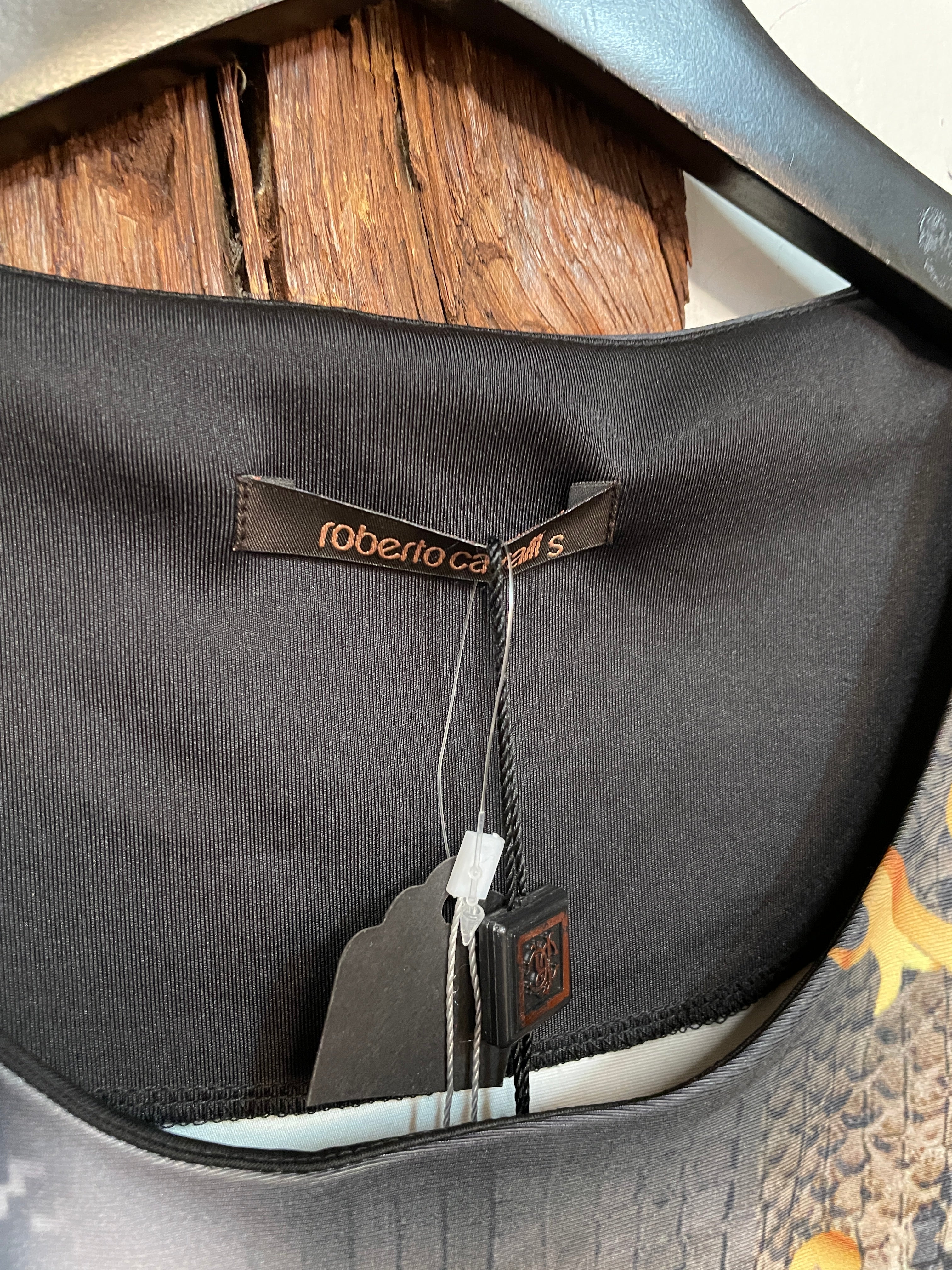 Roberto Cavalli Baroque Crystal-Embellished Print Dress – Iconic Statement Piece