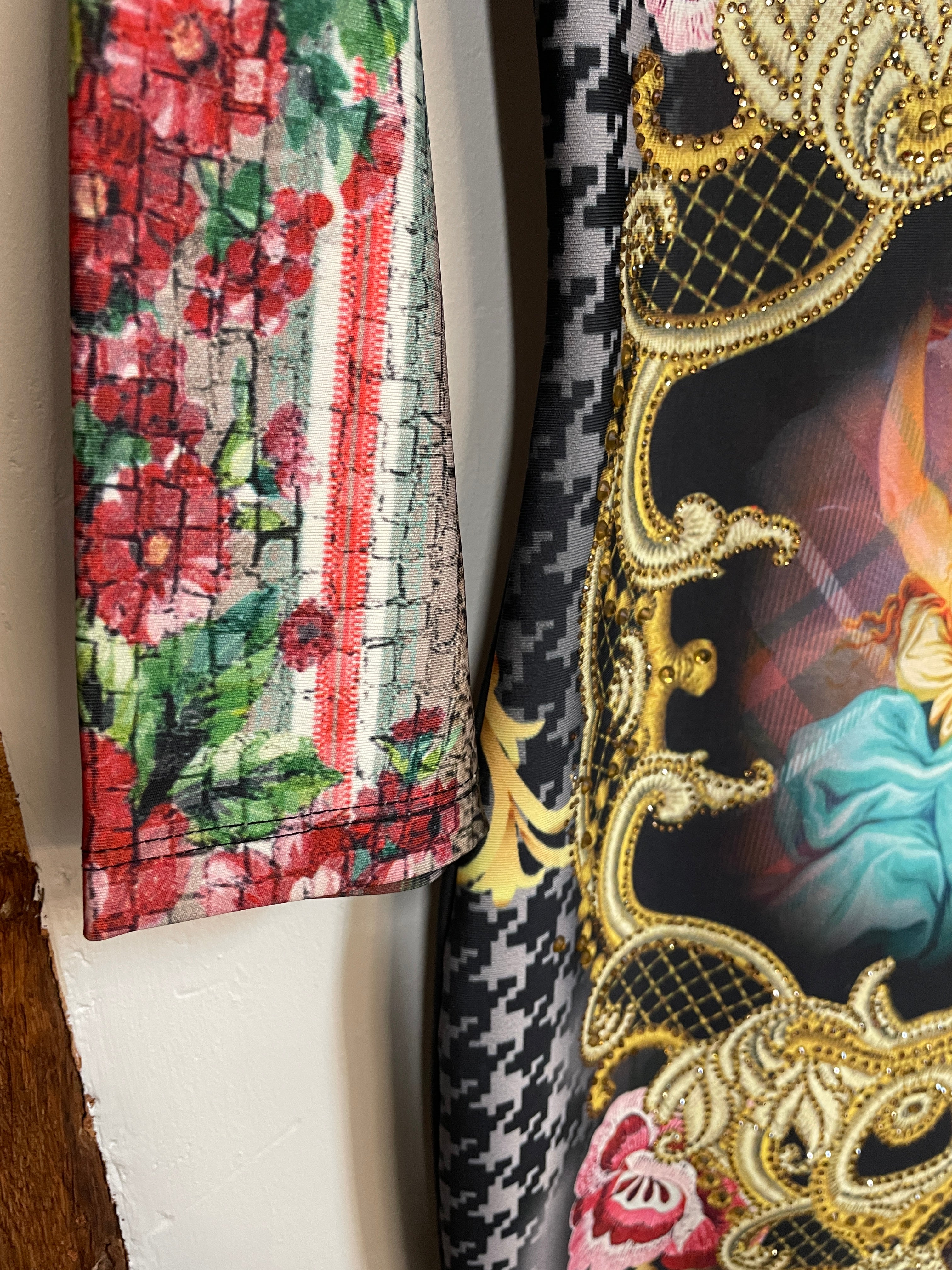 Roberto Cavalli Baroque Crystal-Embellished Print Dress – Iconic Statement Piece