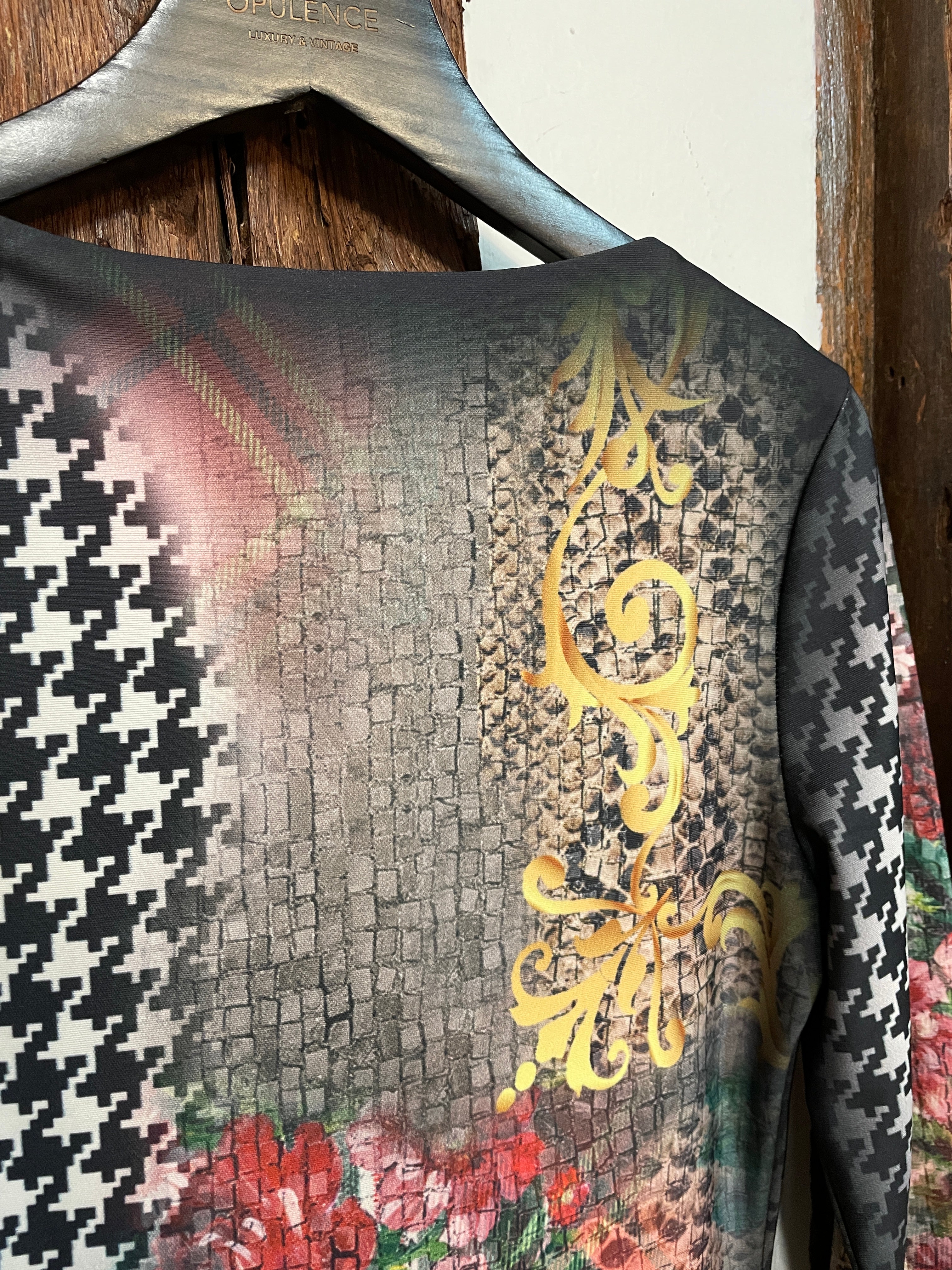 Roberto Cavalli Baroque Crystal-Embellished Print Dress – Iconic Statement Piece