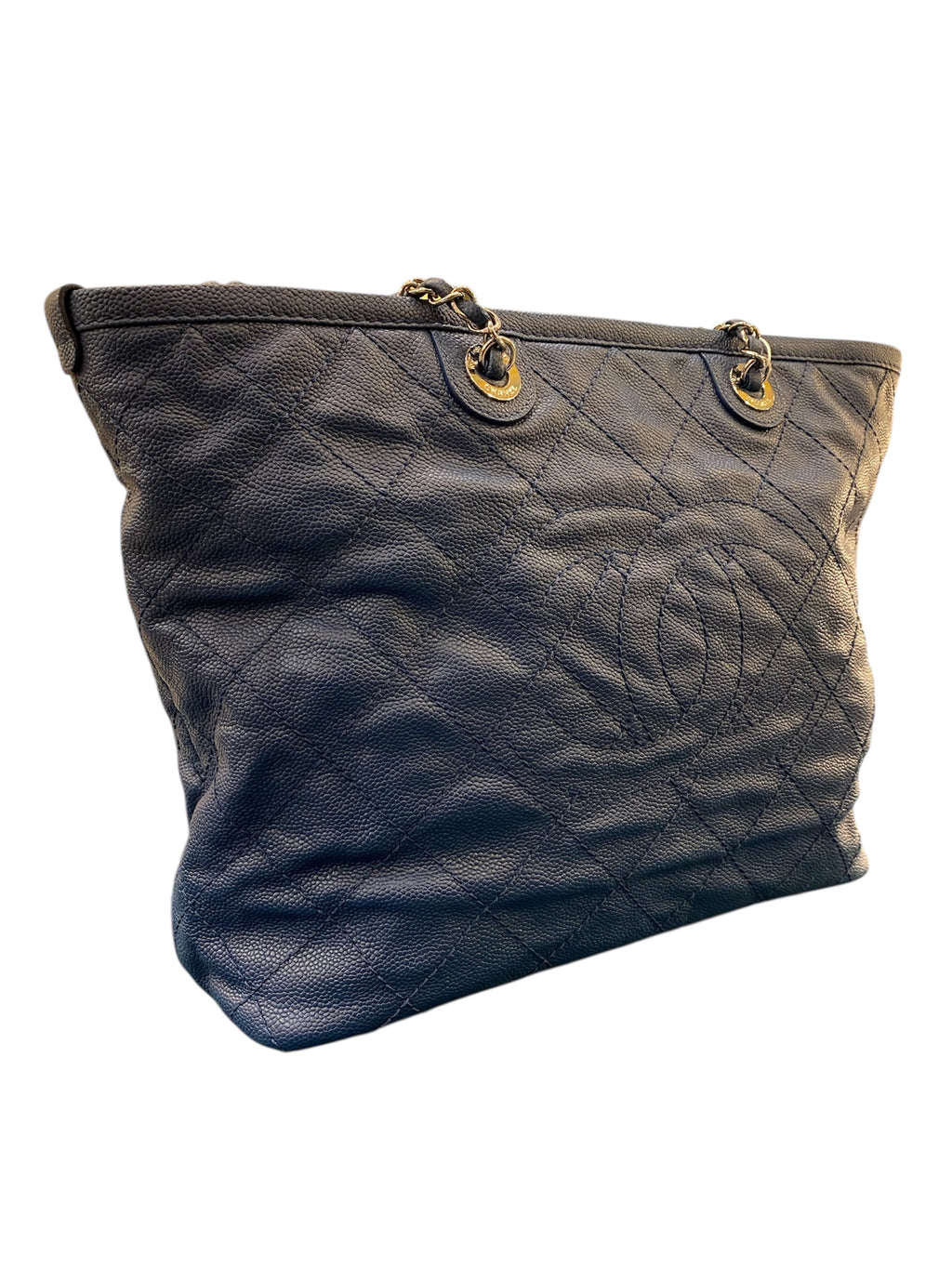 2014 Chanel Quilted  Blue Grained Leather Handbag