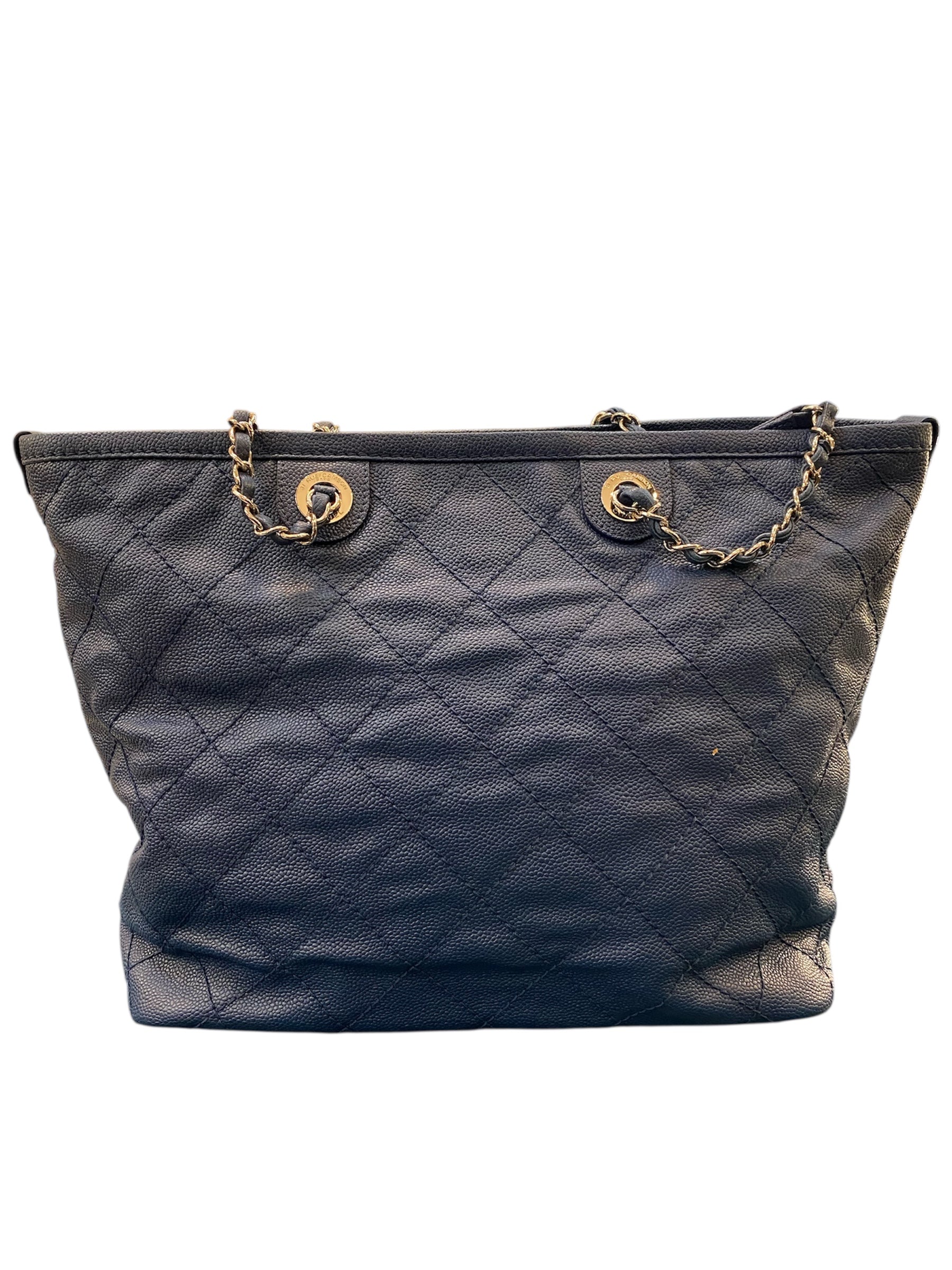 2014 Chanel Quilted  Blue Grained Leather Handbag