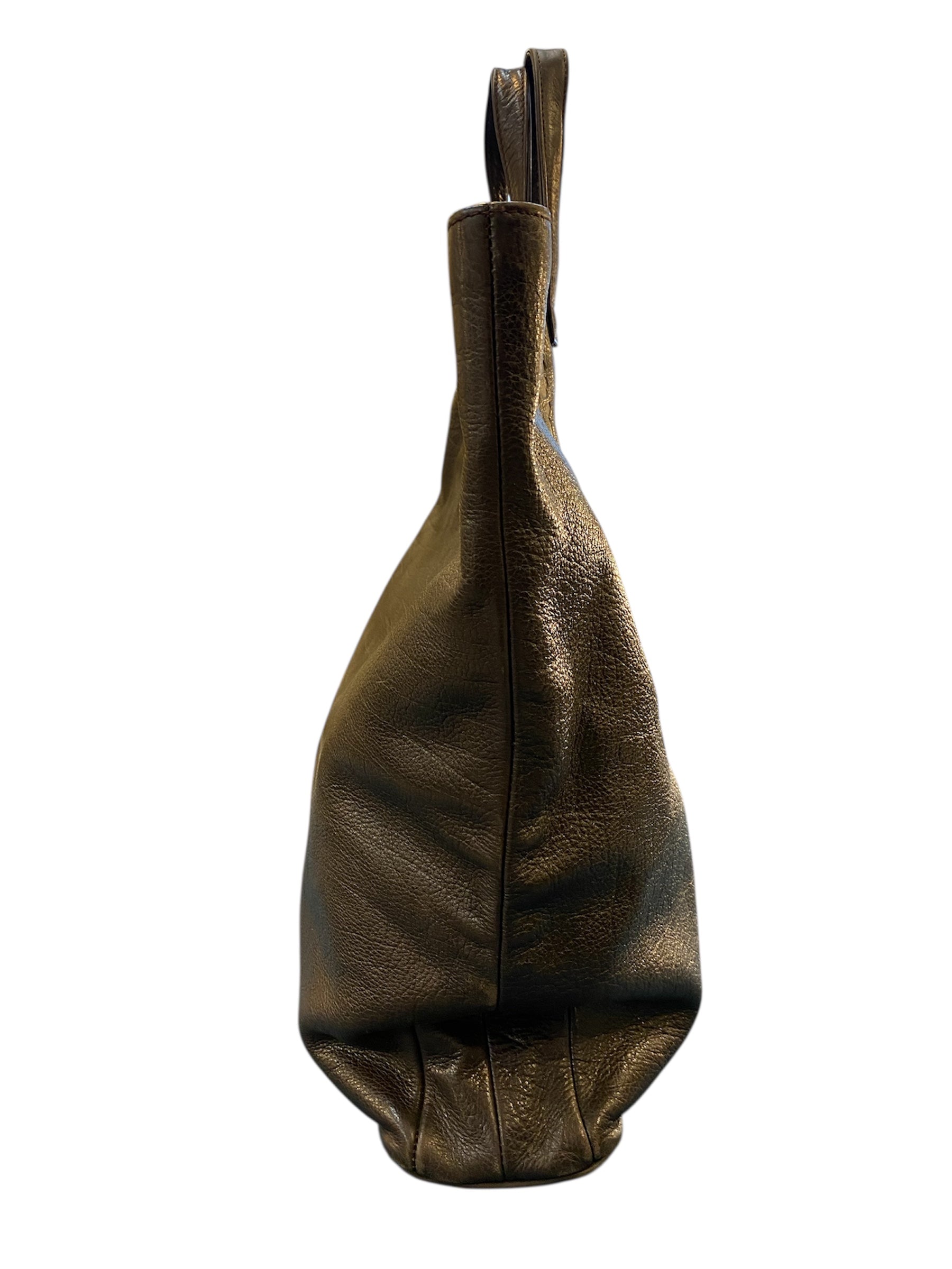Large Bulgari brown leather handbag