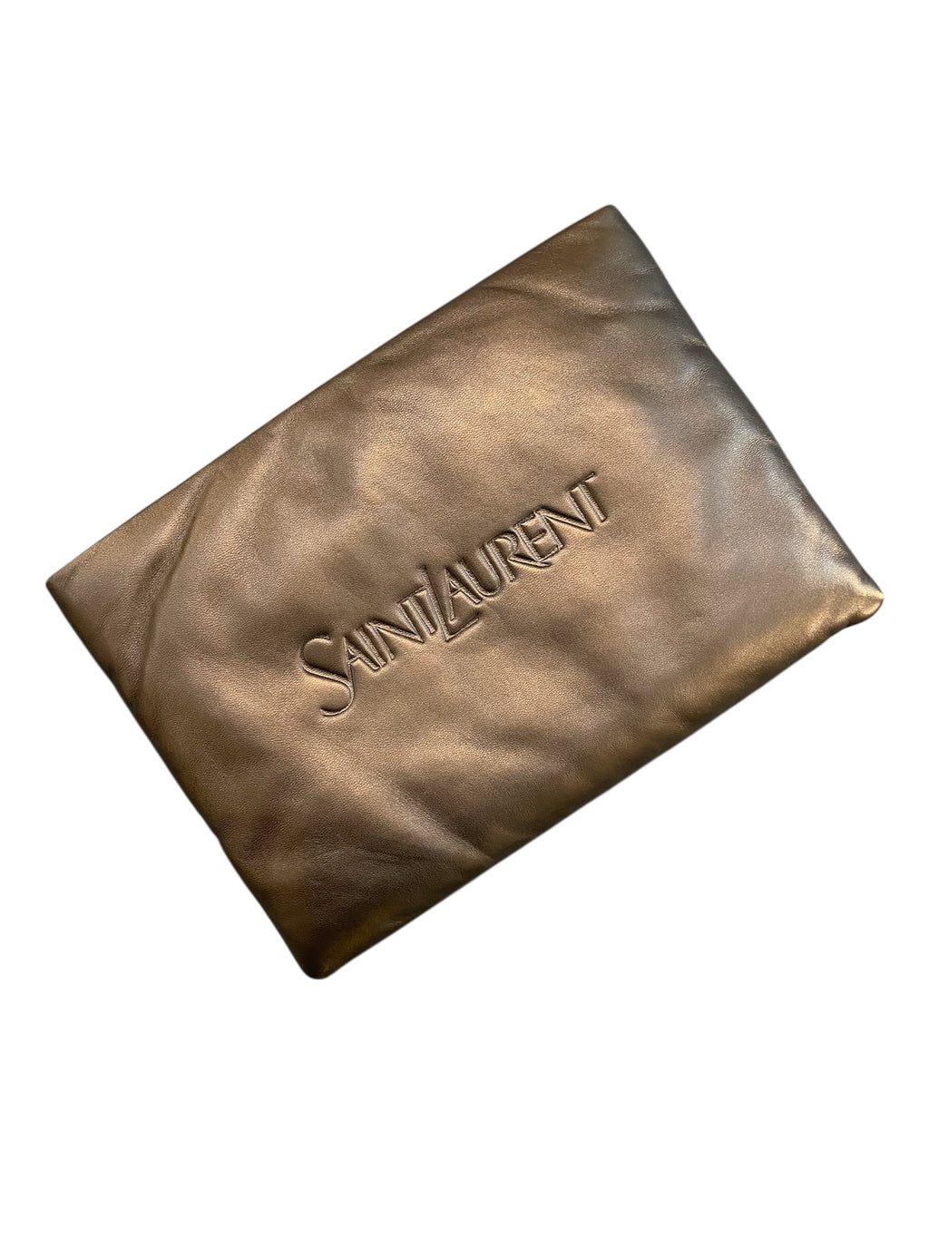 Saint Laurent black leather clutch bag with logo
