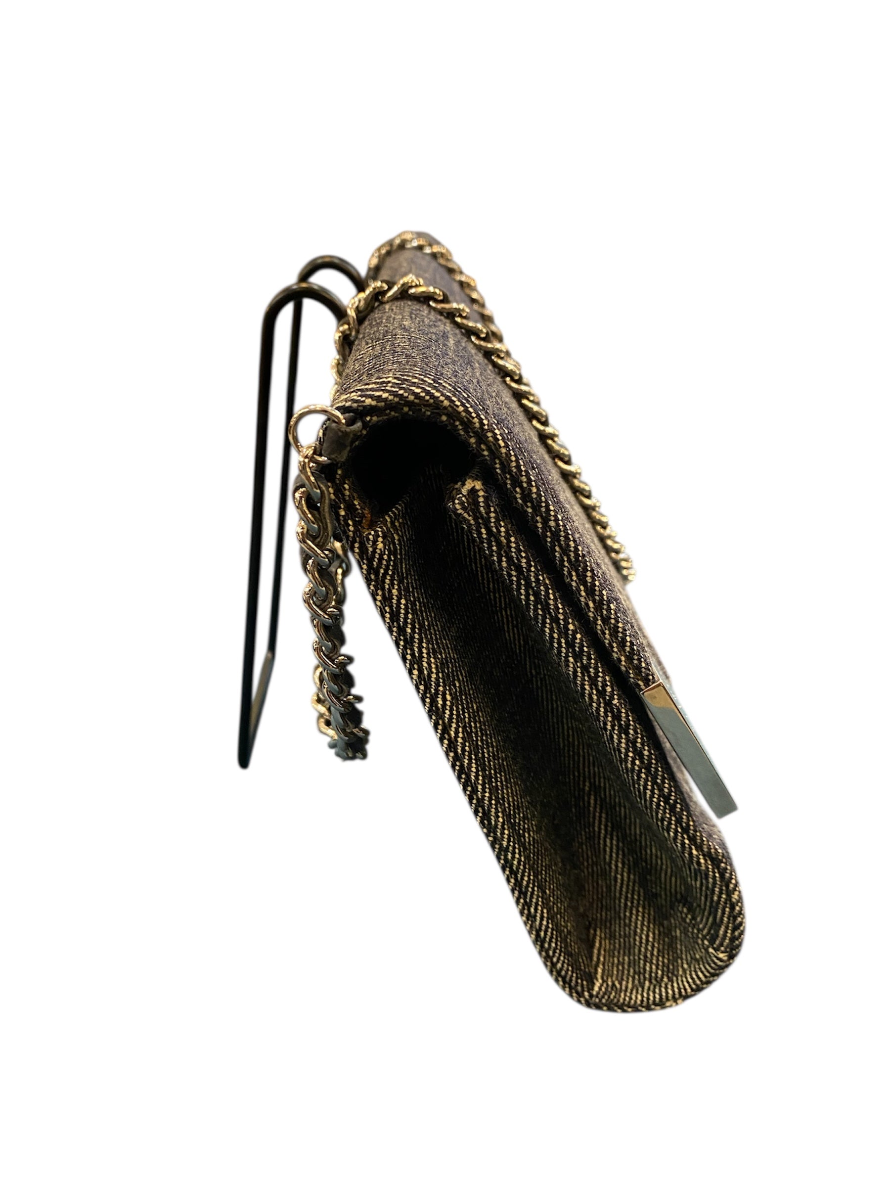 2002 Chanel CC Choco Bar Denim Chain Flap Handbags