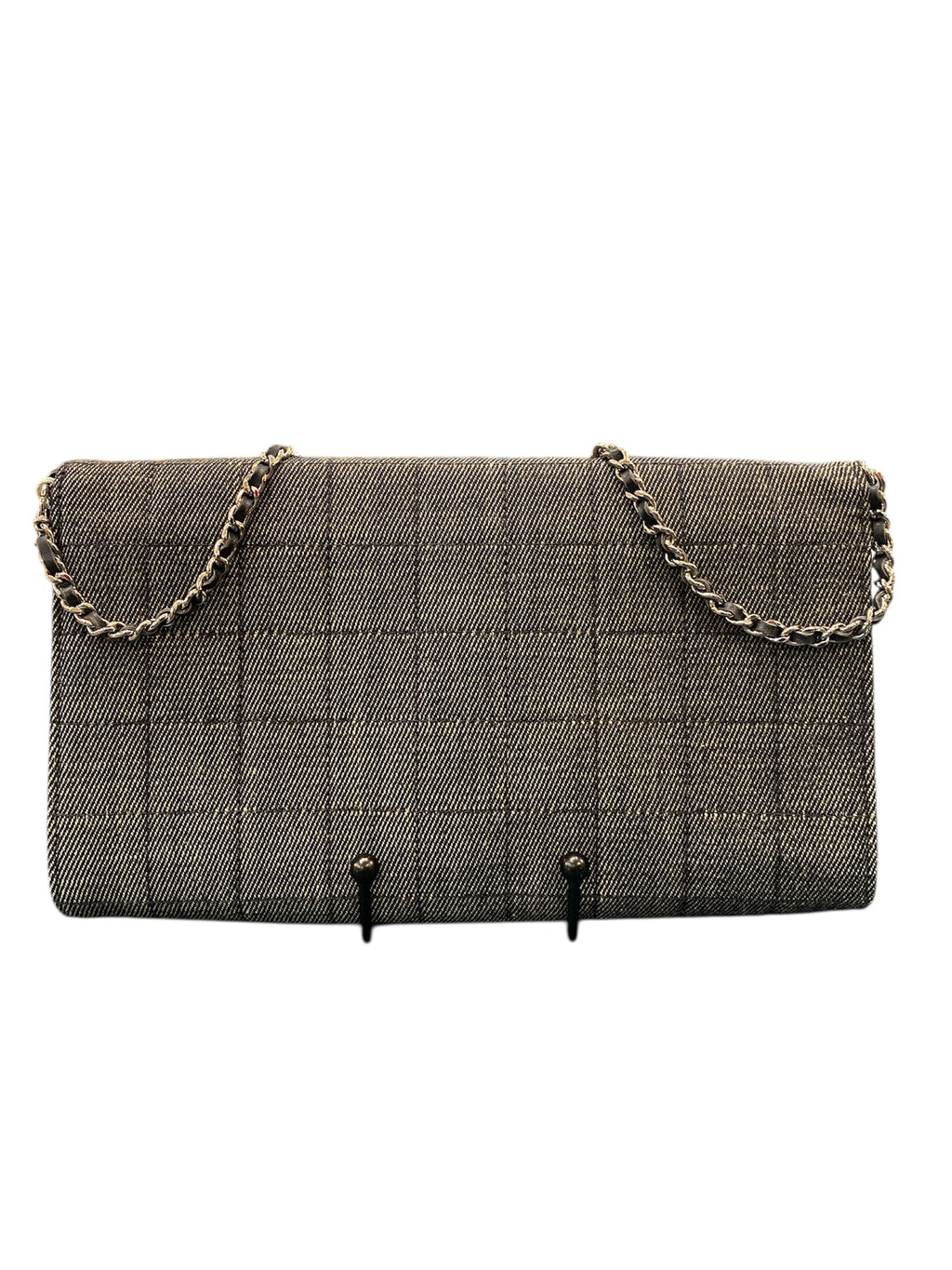 2002 Chanel CC Choco Bar Denim Chain Flap Handbags