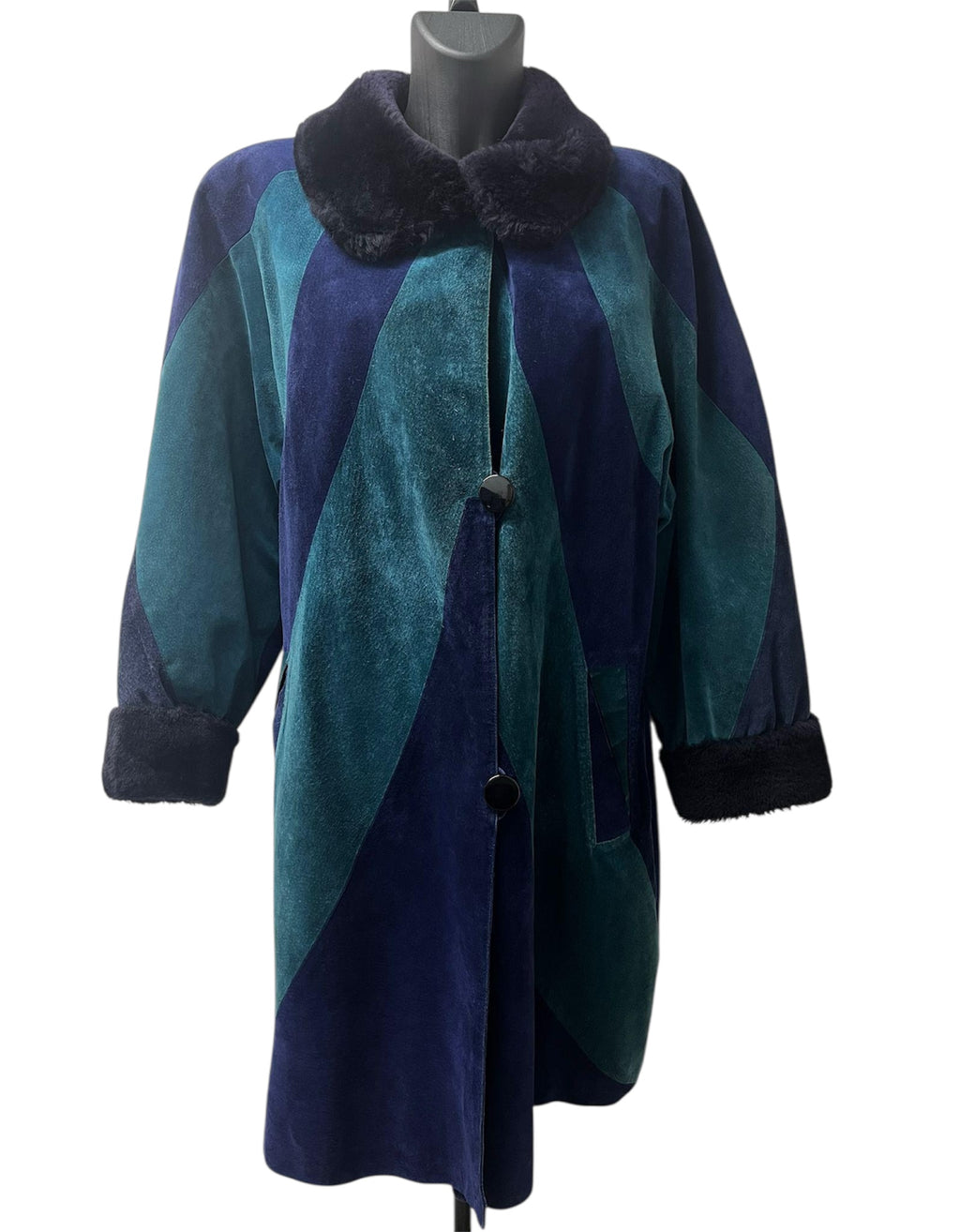 Jean-Louis Scherrer Blue and Green Fur Coat