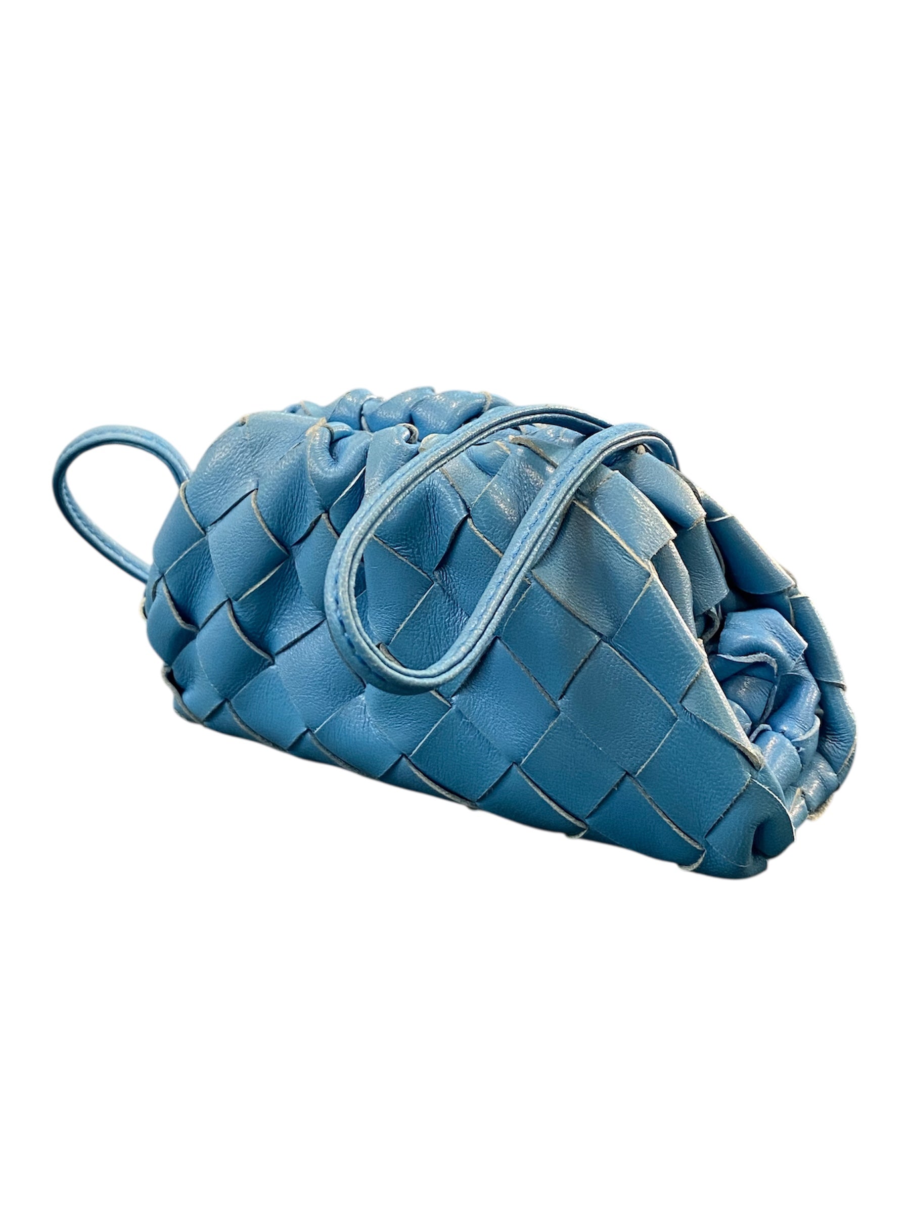 Small Bottega Veneta leather pouch in blue