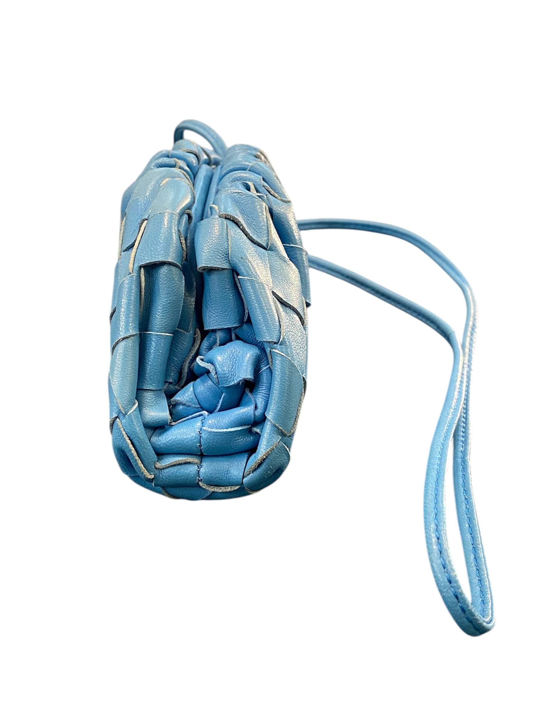 Small Bottega Veneta leather pouch in blue