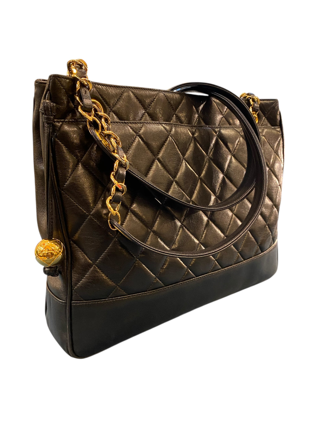 1991 Chanel Handbag in Quilted Black Caviar Leather