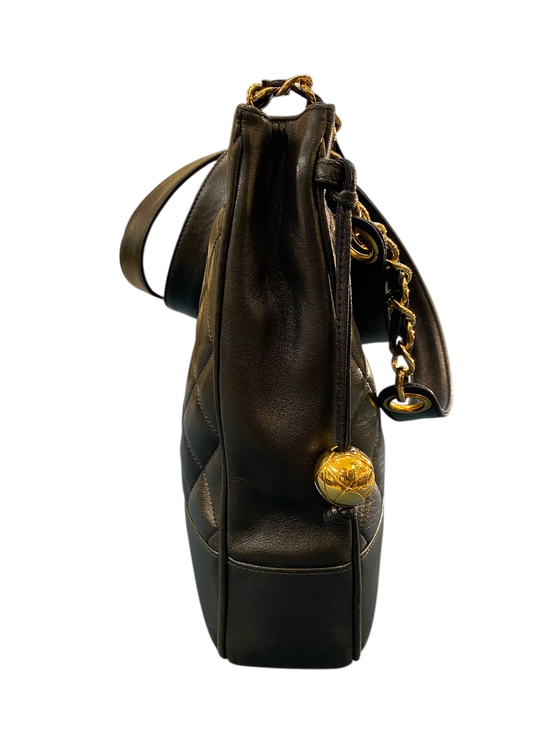 1991 Chanel Handbag in Quilted Black Caviar Leather