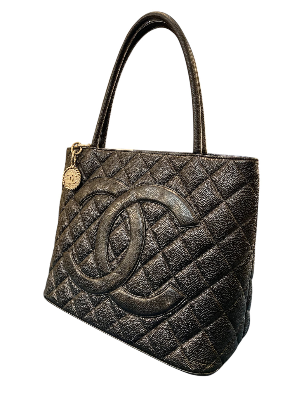 1999 Chanel Handbag in Black Quilted Caviar Leather