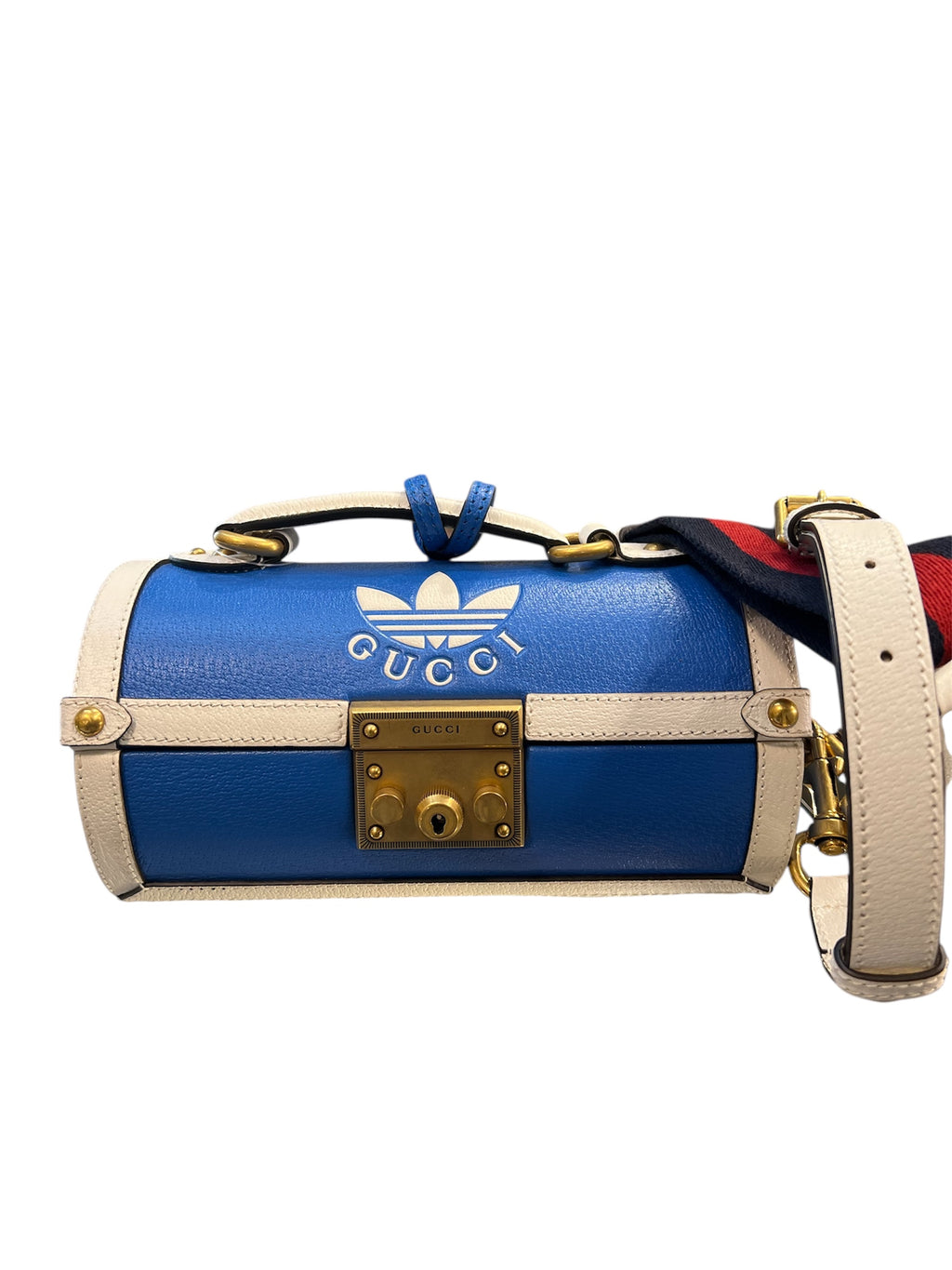 Gucci X Adidas Gold Bag in Blue and White Leather