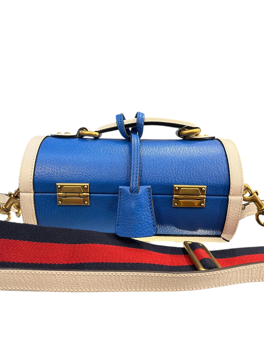 Gucci X Adidas Gold Bag in Blue and White Leather