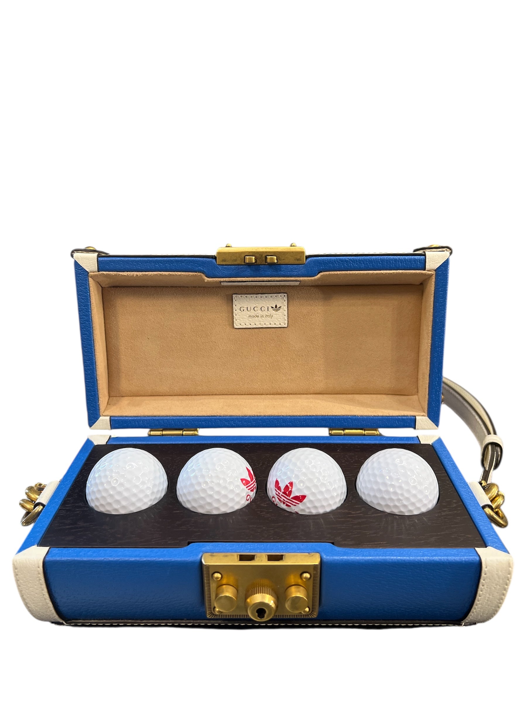 Gucci X Adidas Gold Bag in Blue and White Leather