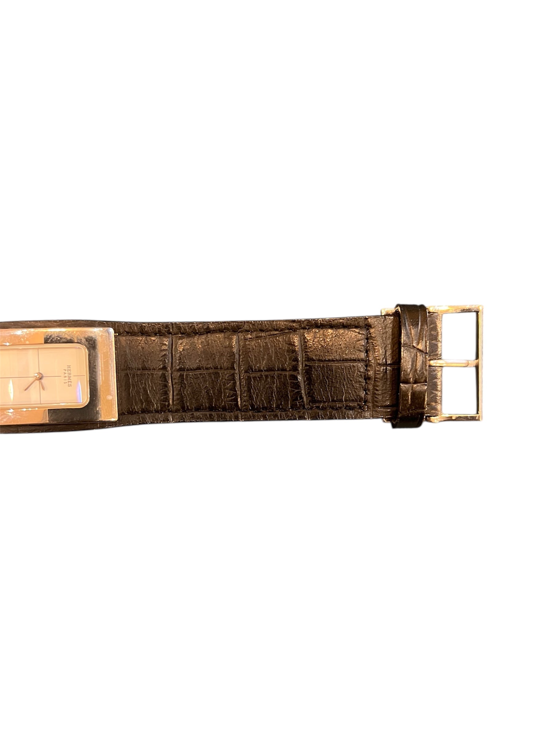 Hermès Watch Black Leather Silver
