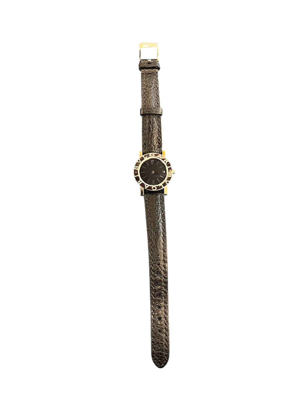 Black Bulgari Watch with Leather Strap