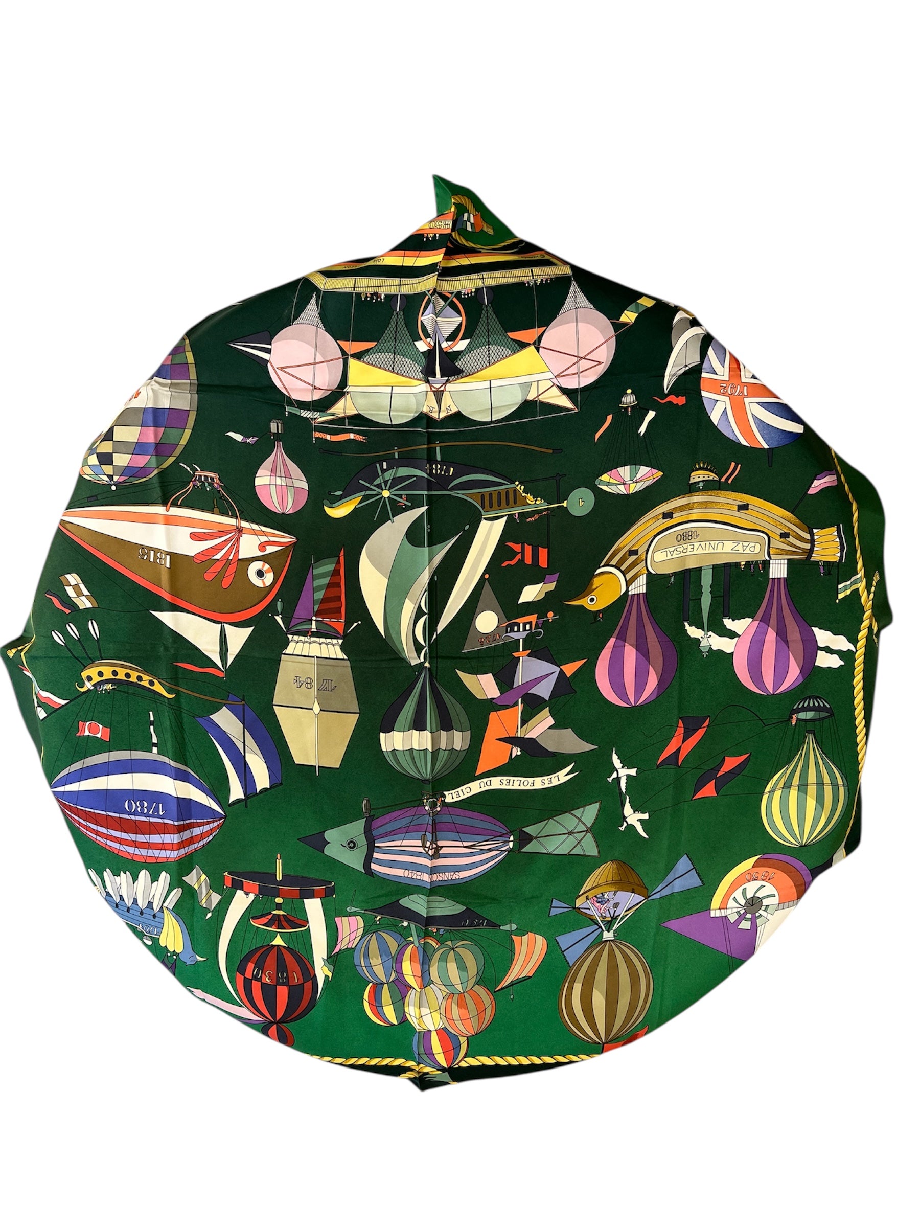 Hermes Scarf dark green LES FOLIES DU CIEL