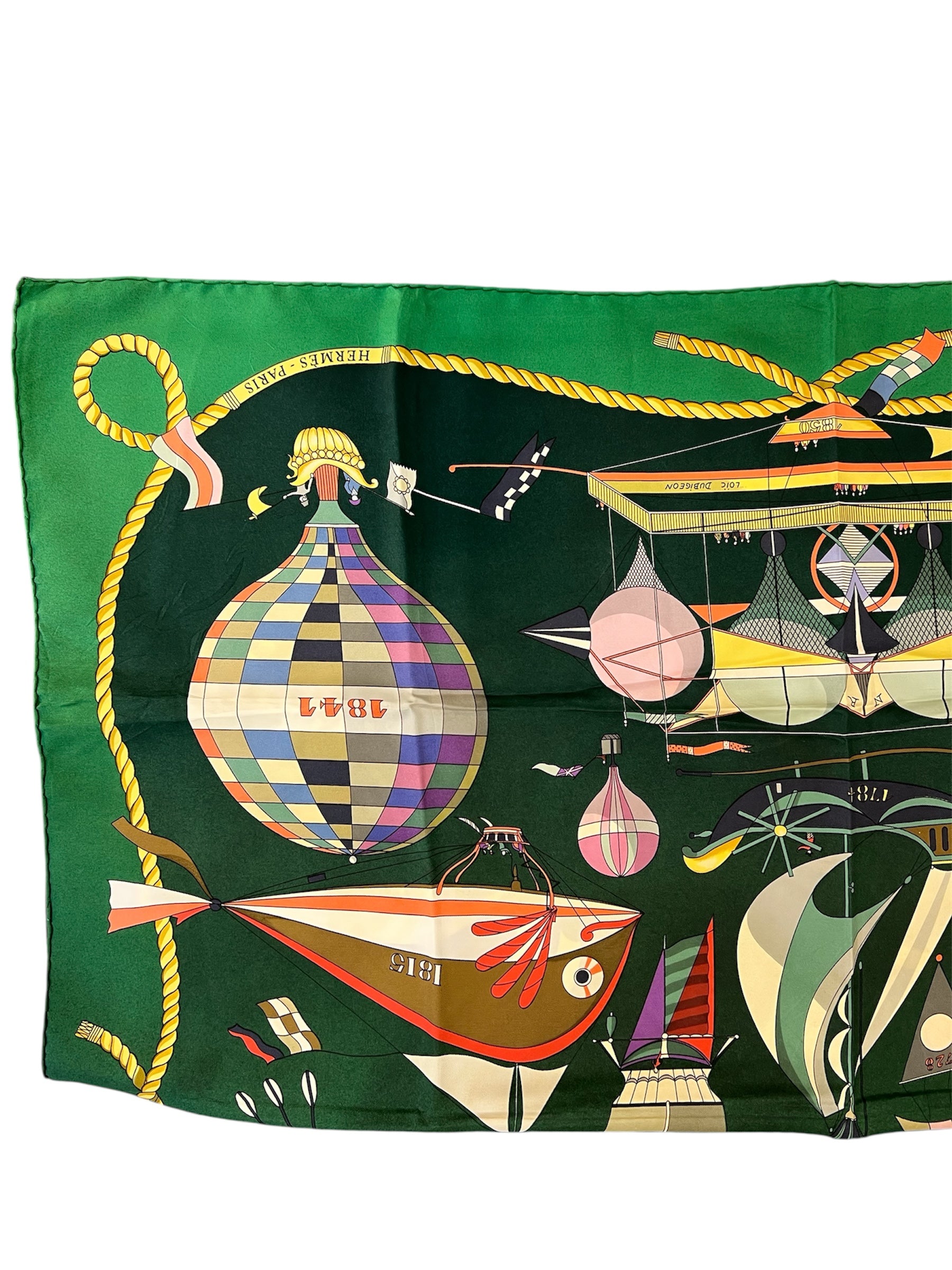 Hermes Scarf dark green LES FOLIES DU CIEL
