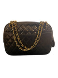 1989 Chanel Black camera bag with golden hardware