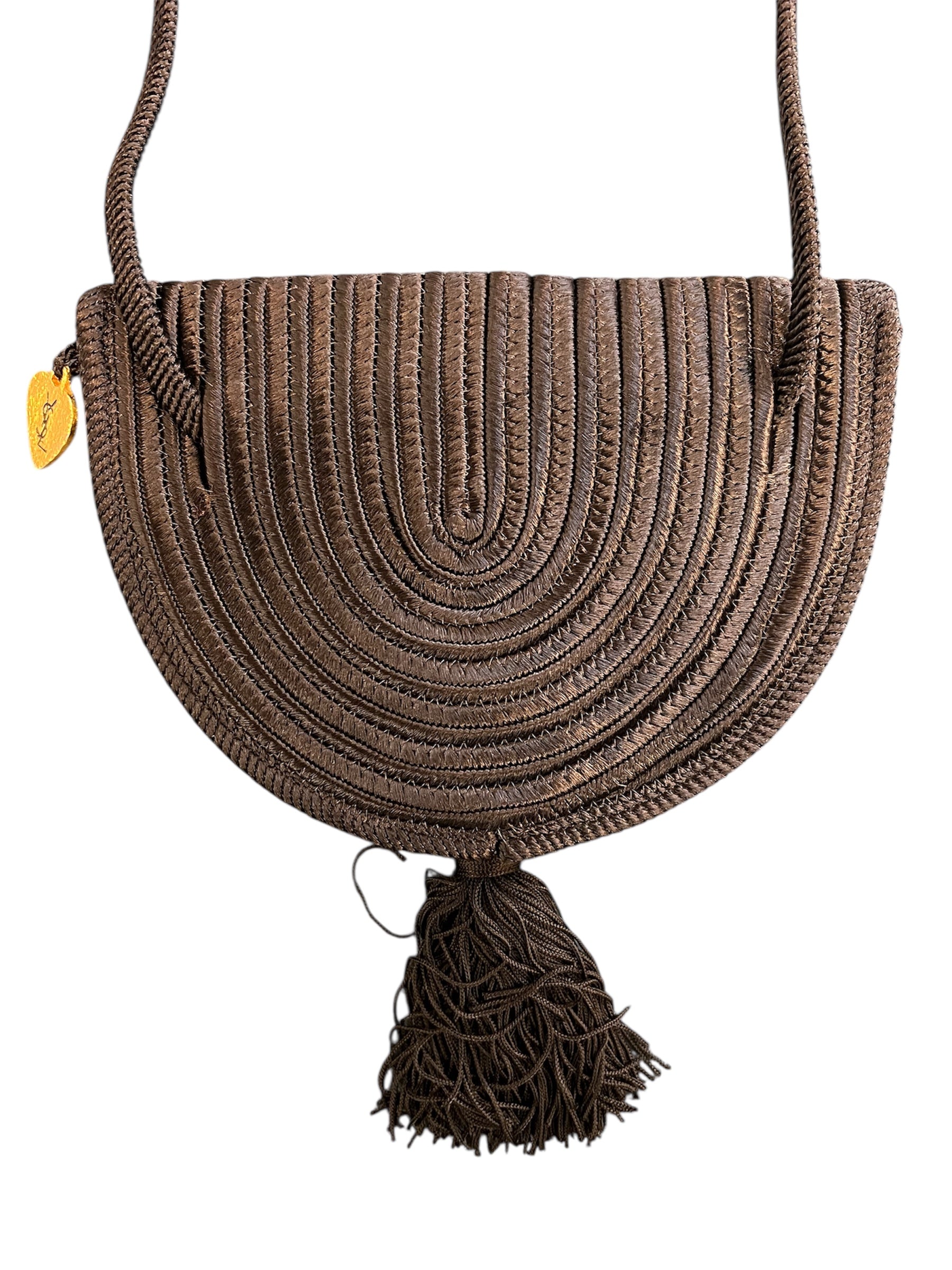 YSL crossbody bag in black woven leather