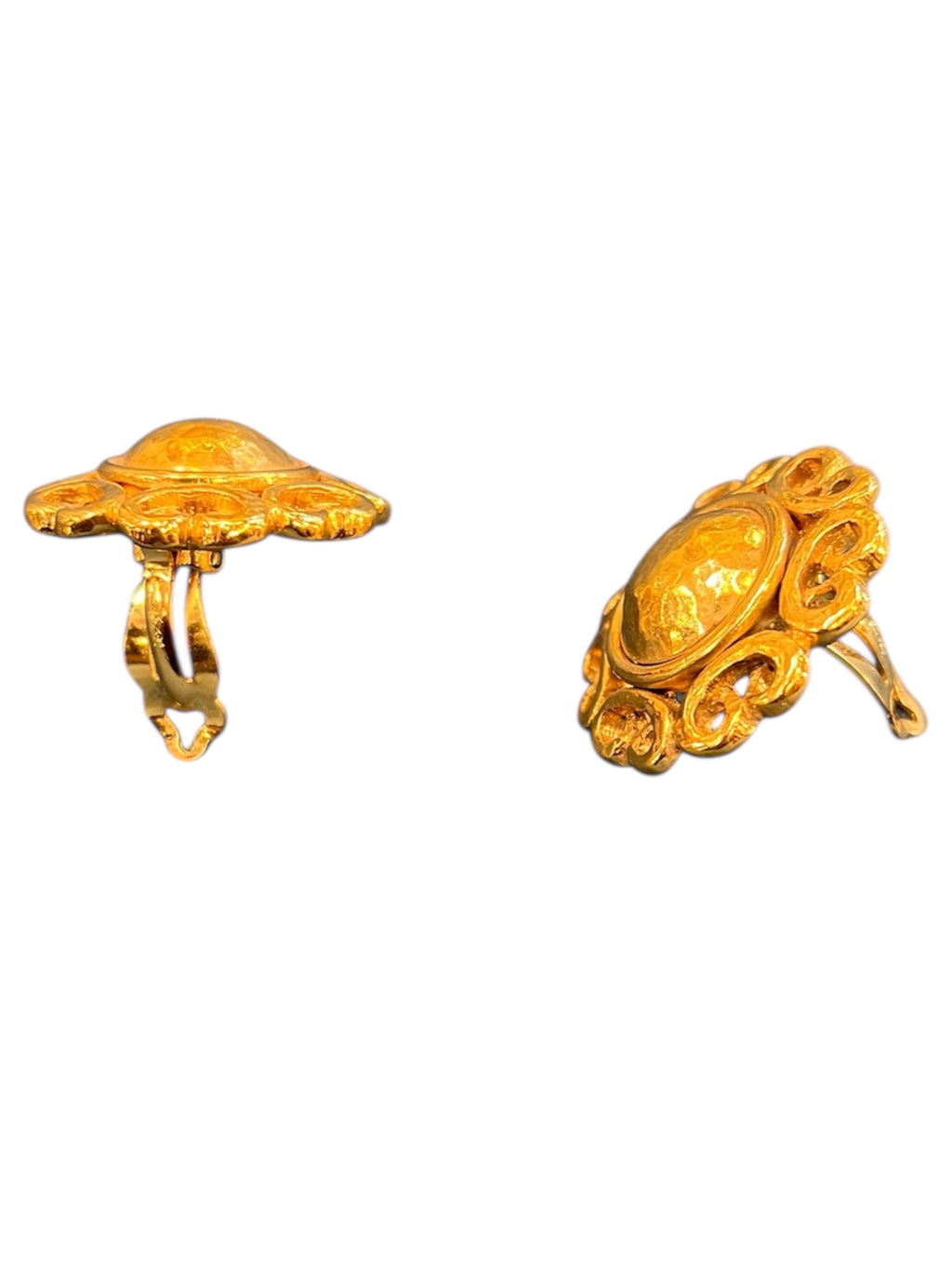 Golden clip-on earrings by Yves Saint Laurent