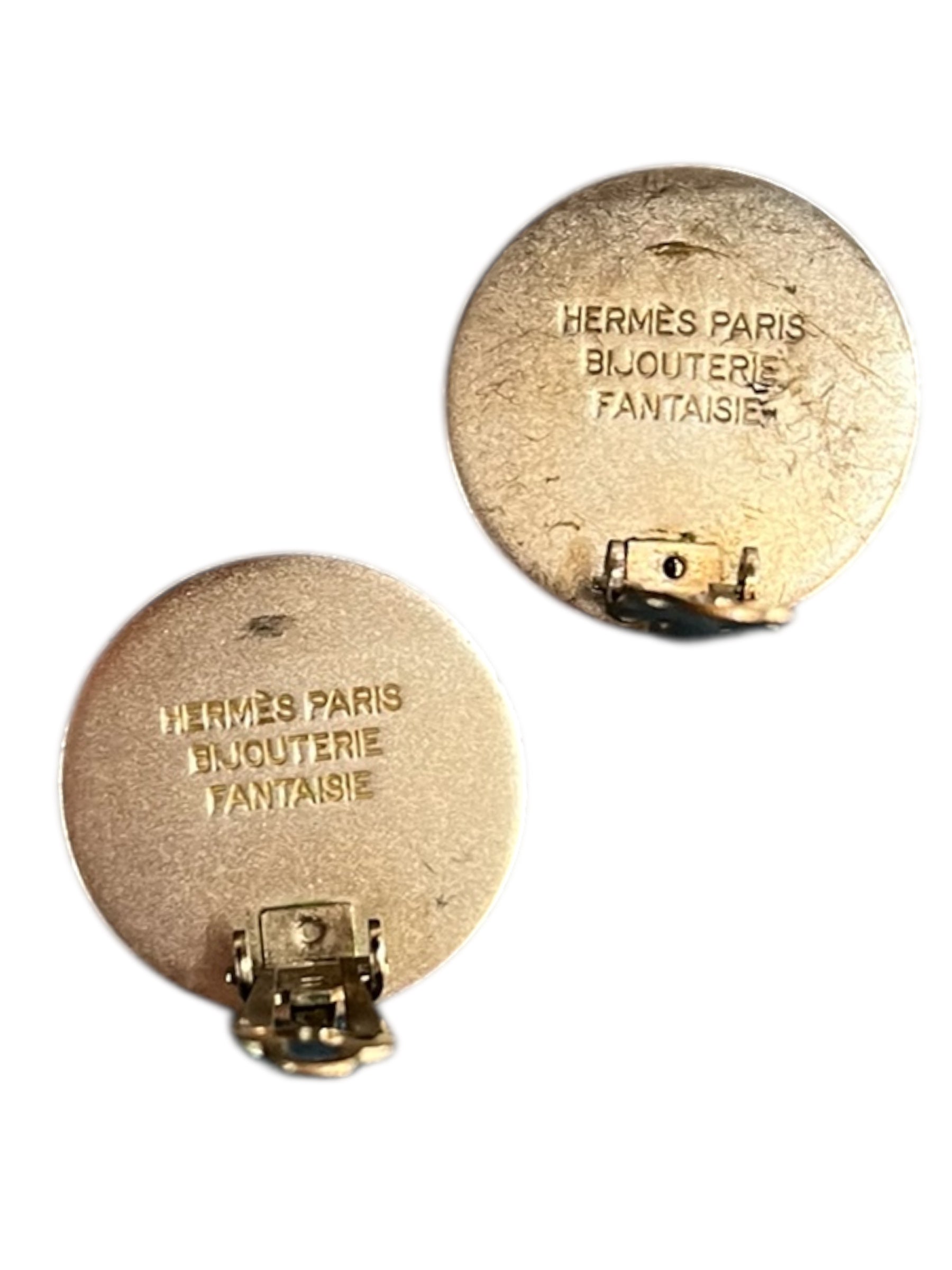 Hermès silver-toned clip earrings