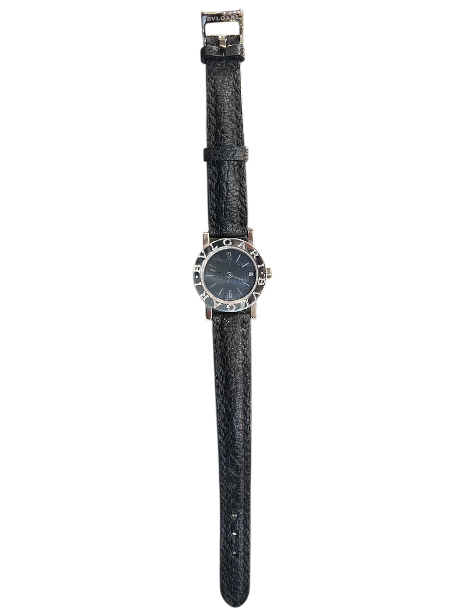 Bulgari Watch Black Leather