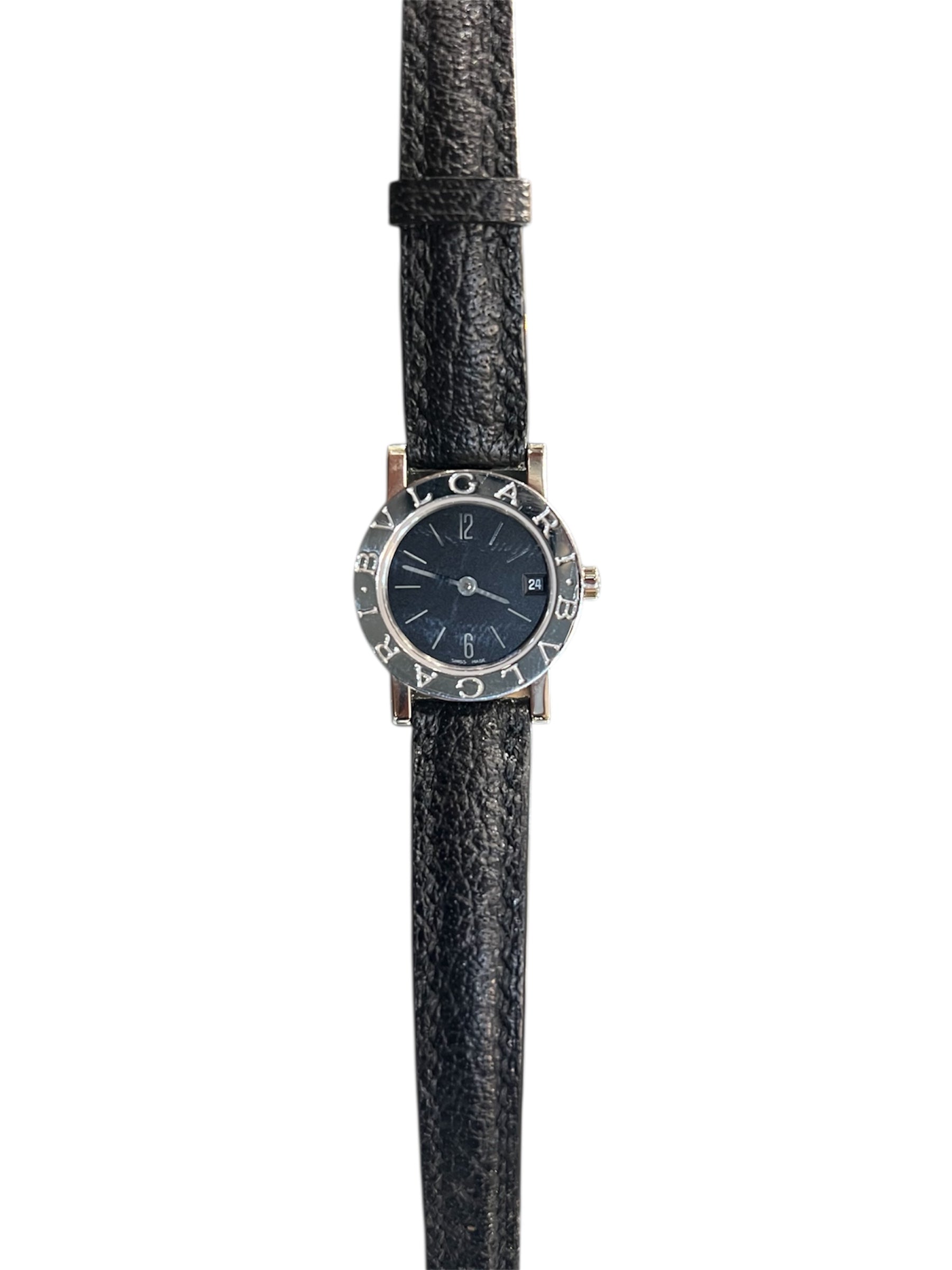 Bulgari Watch Black Leather