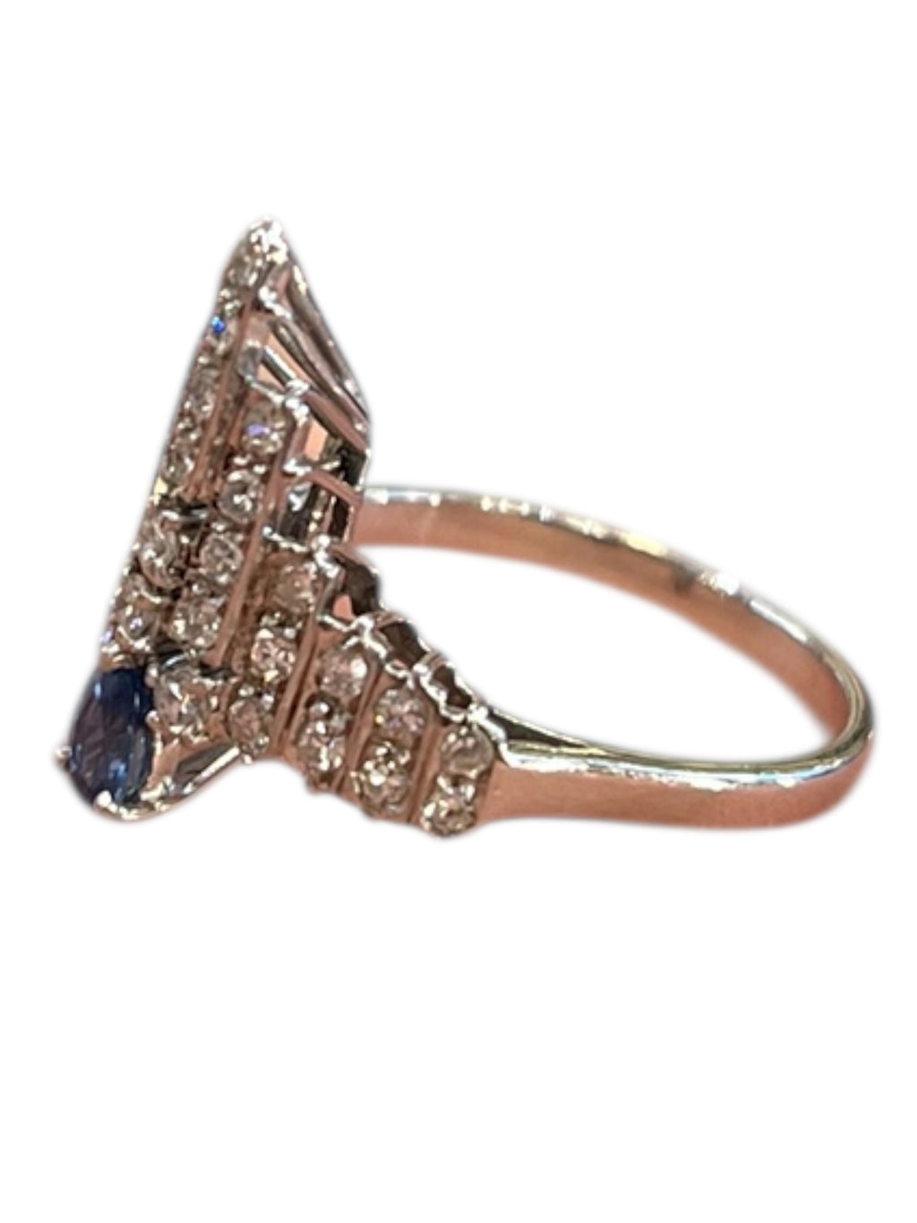 Tiara ring in 18K white gold