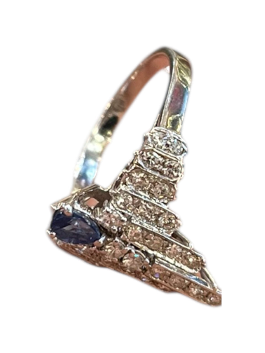 Tiara ring in 18K white gold