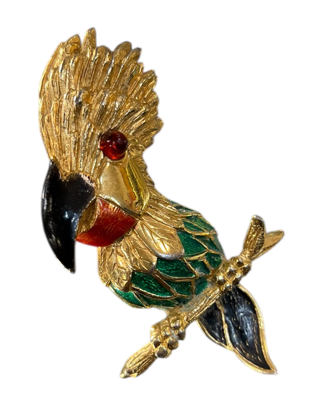 Carven multicolor bird brooch