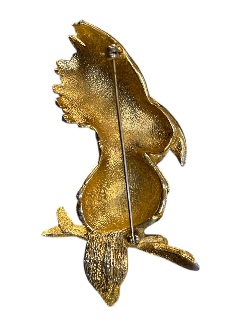 Carven multicolor bird brooch