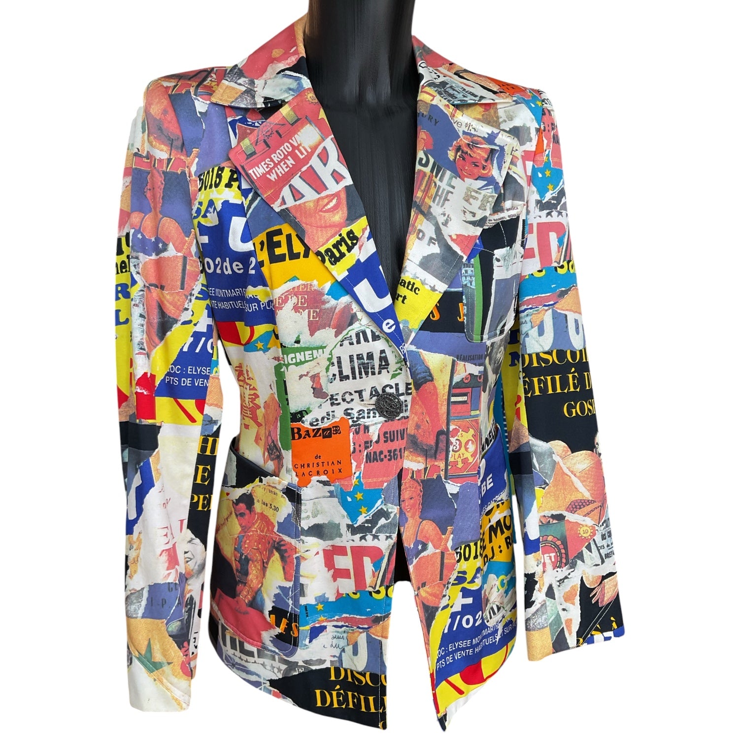【ビンテージ】80s BAZaR de CHRISTIAN LACROIX Christian Lacroix Bazar Newspaper Jacket – Opulence Vintage
