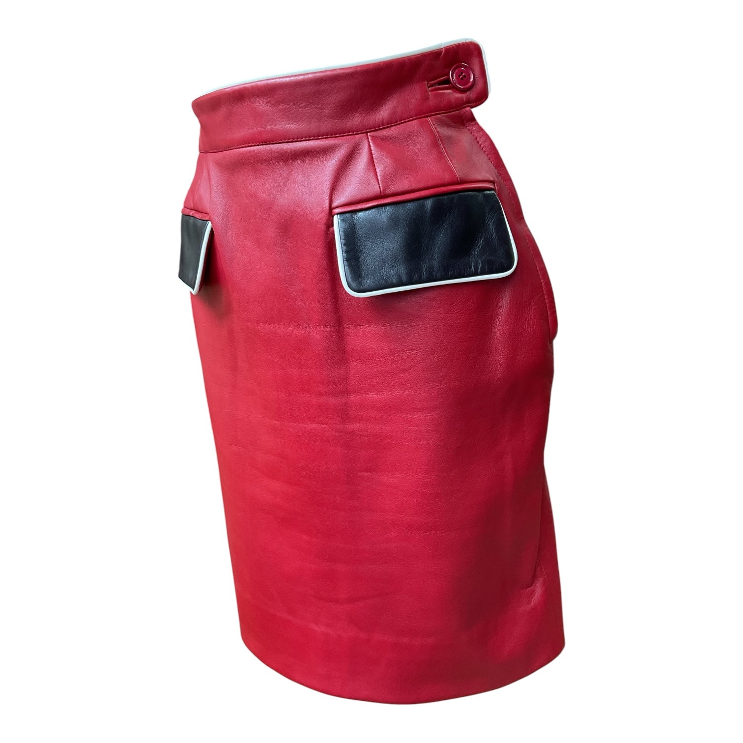Dior Red Leather Skirt