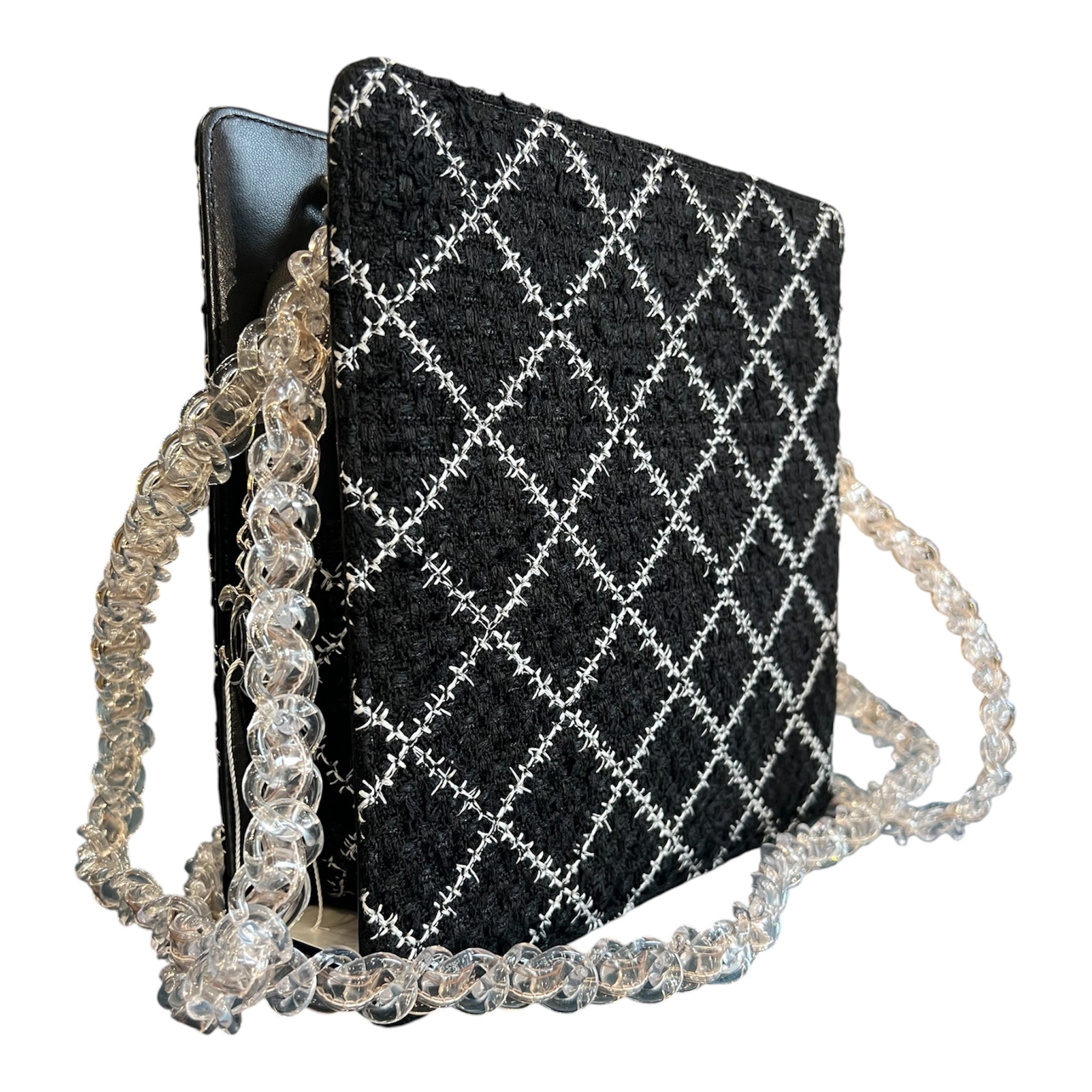 2016 Chanel Tweed and Resin Zipped Chain Shopping Bag