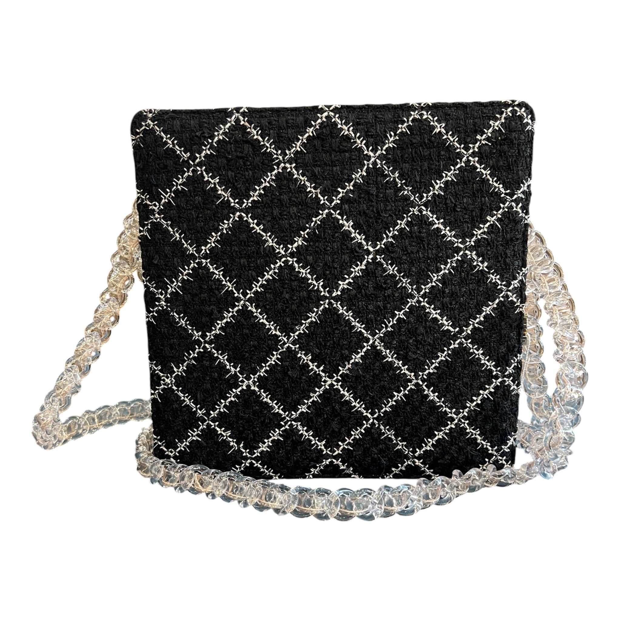 2016 Chanel Tweed and Resin Zipped Chain Shopping Bag