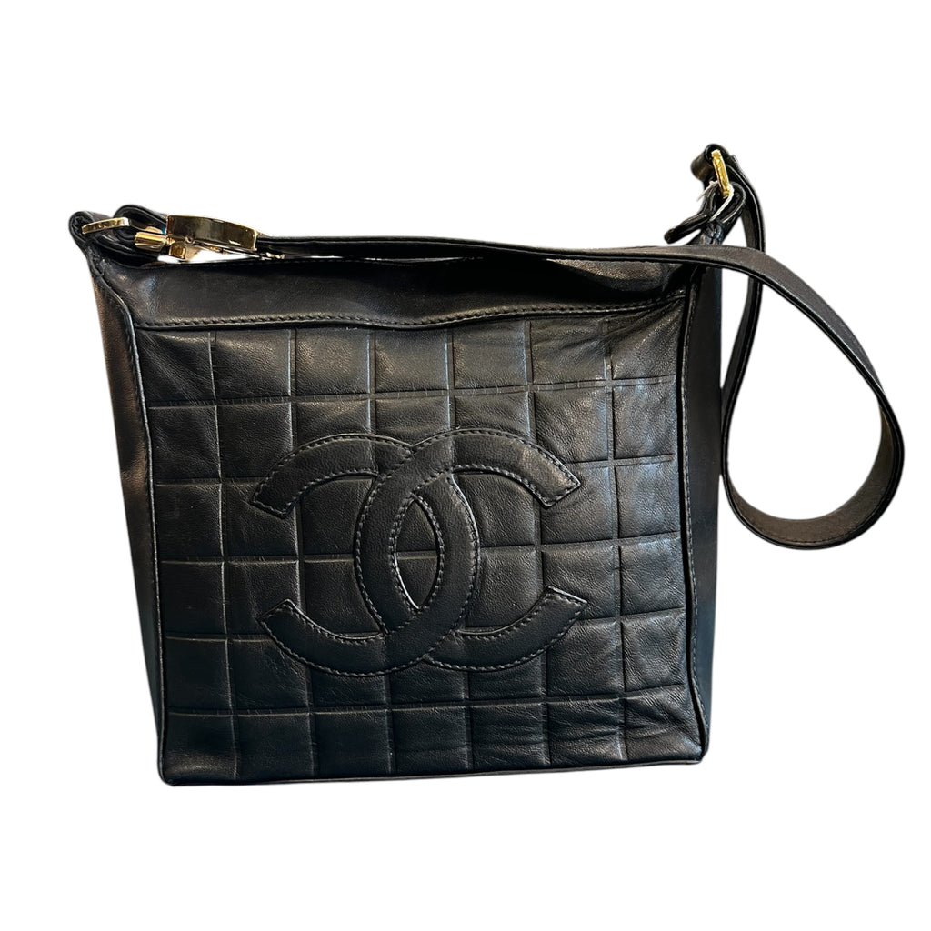 2002 Chanel CC Chocolate Bar Lambskin Shoulder Bag