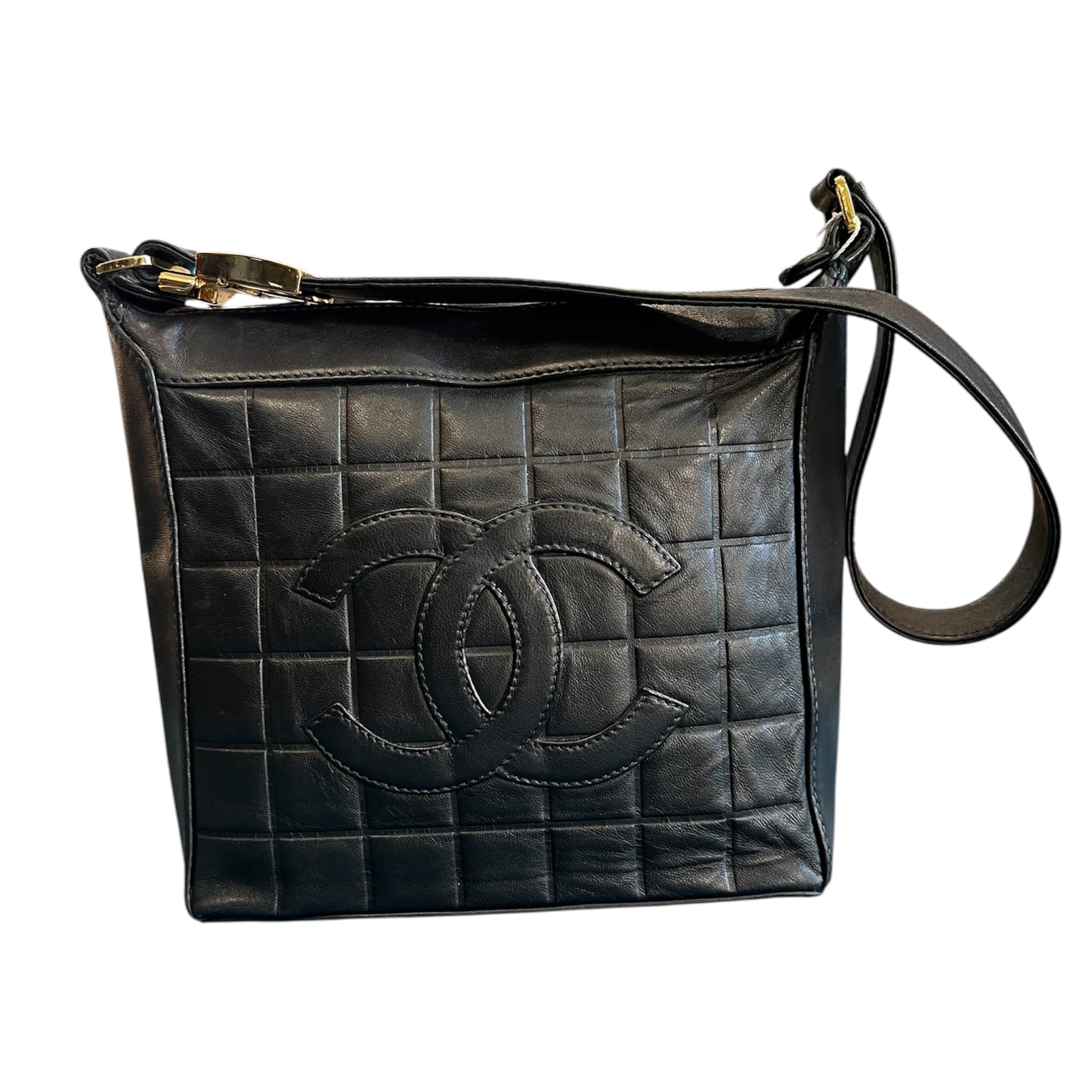 2002 Chanel CC Chocolate Bar Lambskin Shoulder Bag