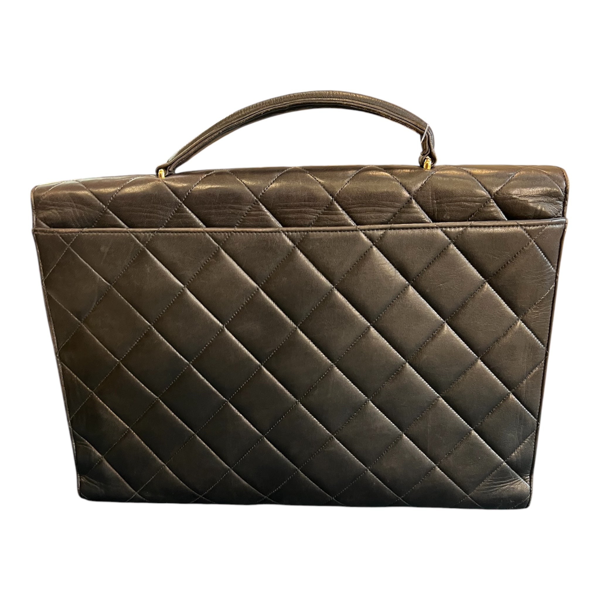 1990 Chanel CC Quilted Lambskin Flap Briefcase