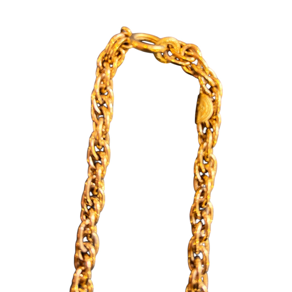 Chanel CC Gold-Plated Crystal Pendant Necklace